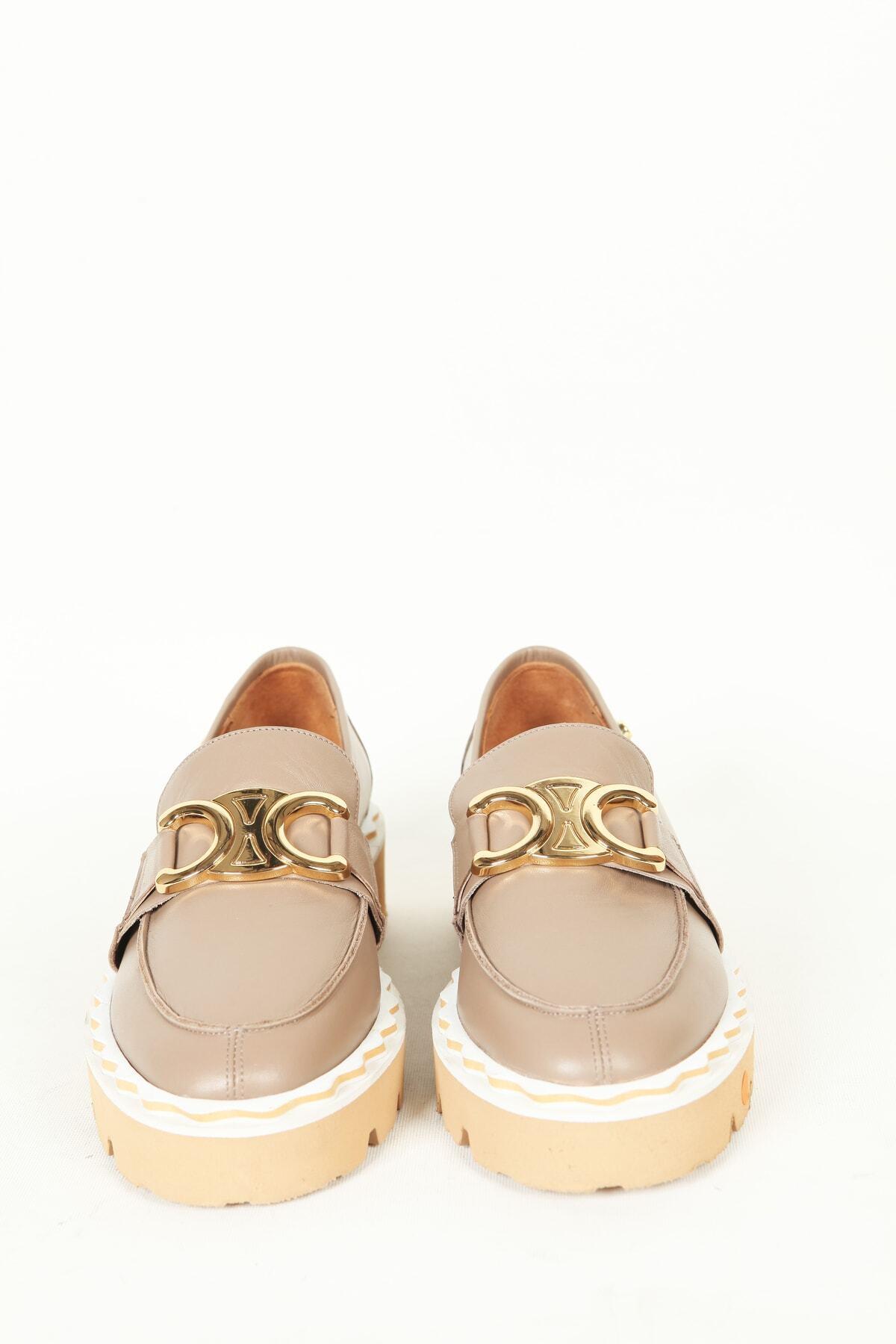 Kadın Deri Loafer Vizon