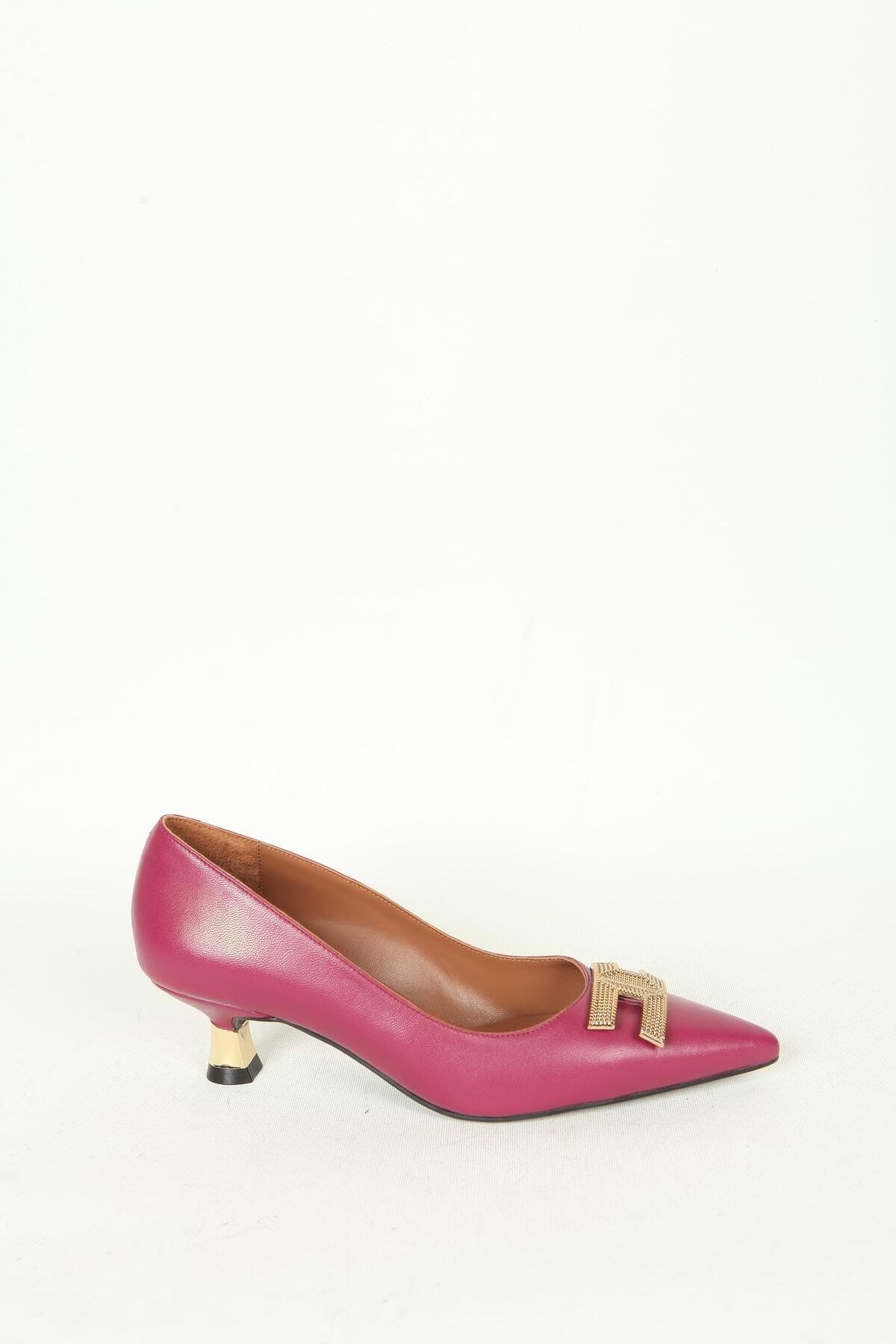 Kadın Deri Ayakkabı Topuklu Pembe