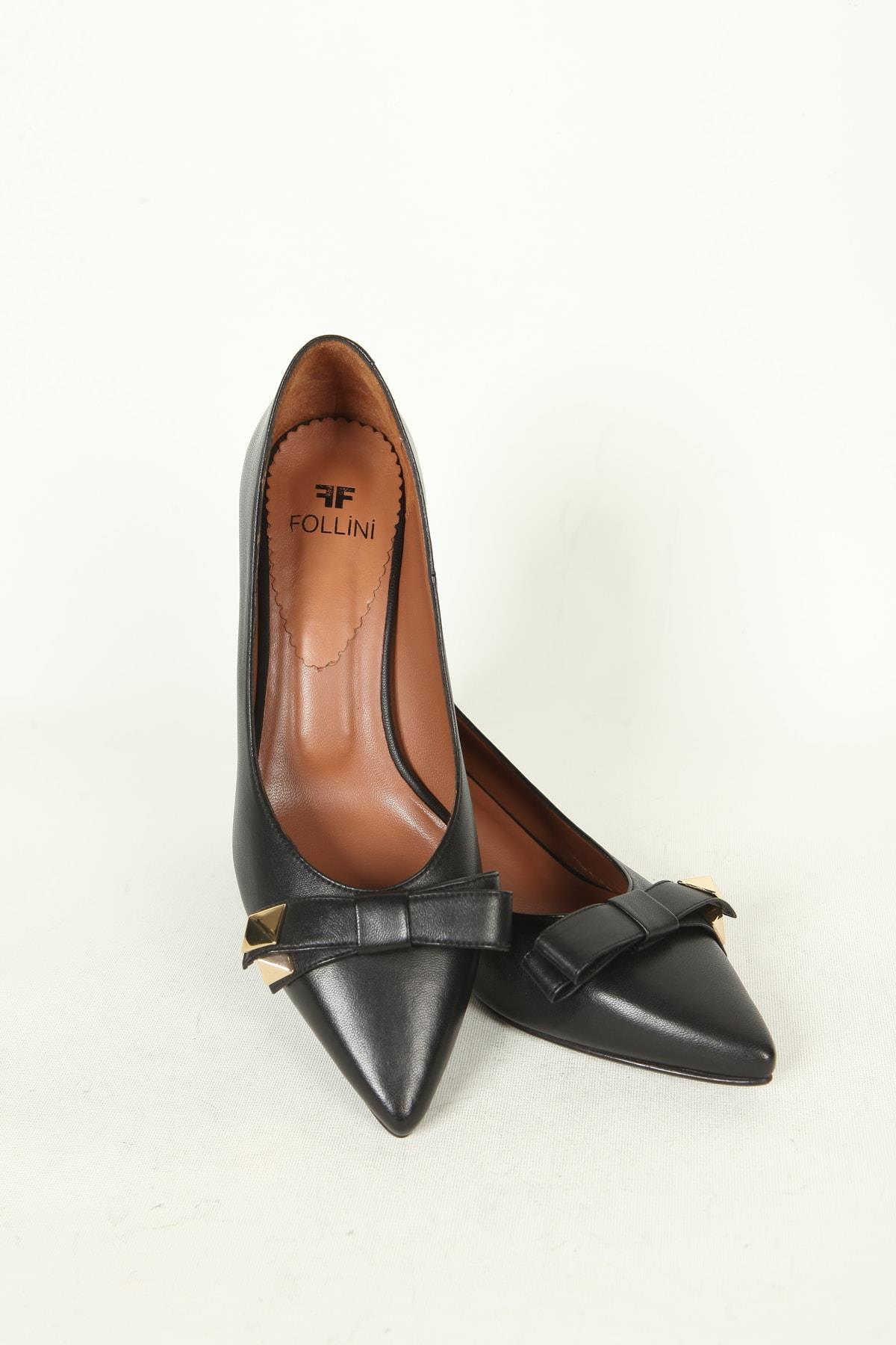 Kadın Deri Ayakkabı Topuklu Siyah