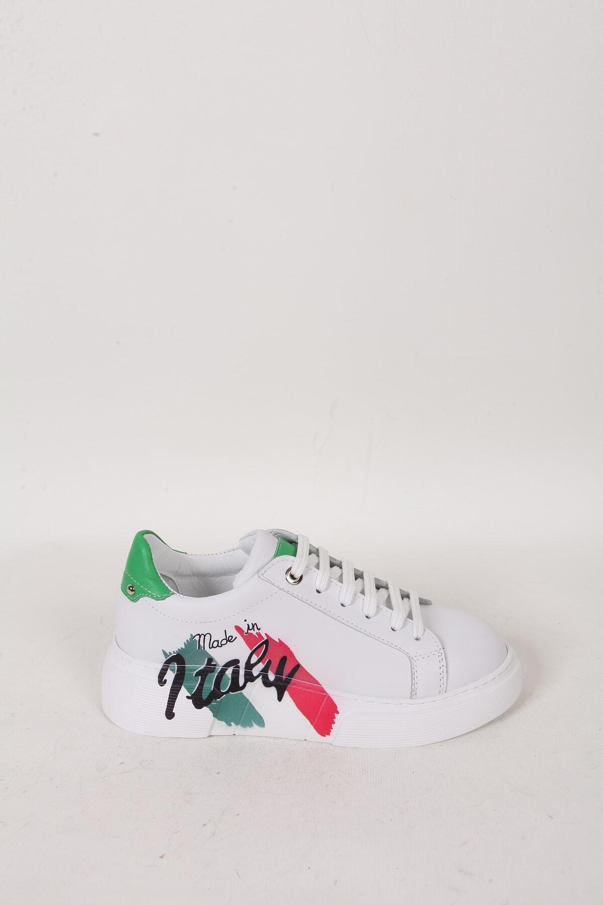 Kadın Beyaz Hakiki Deri Sneaker Spor Ayakkabı