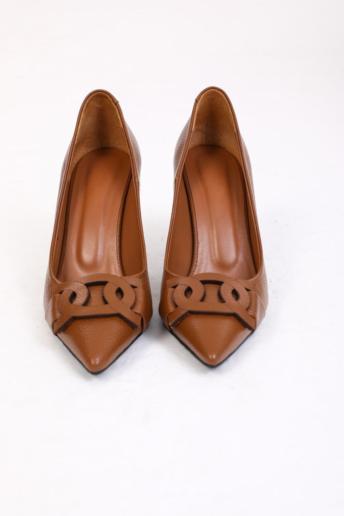 Kadın Deri Stiletto Taba