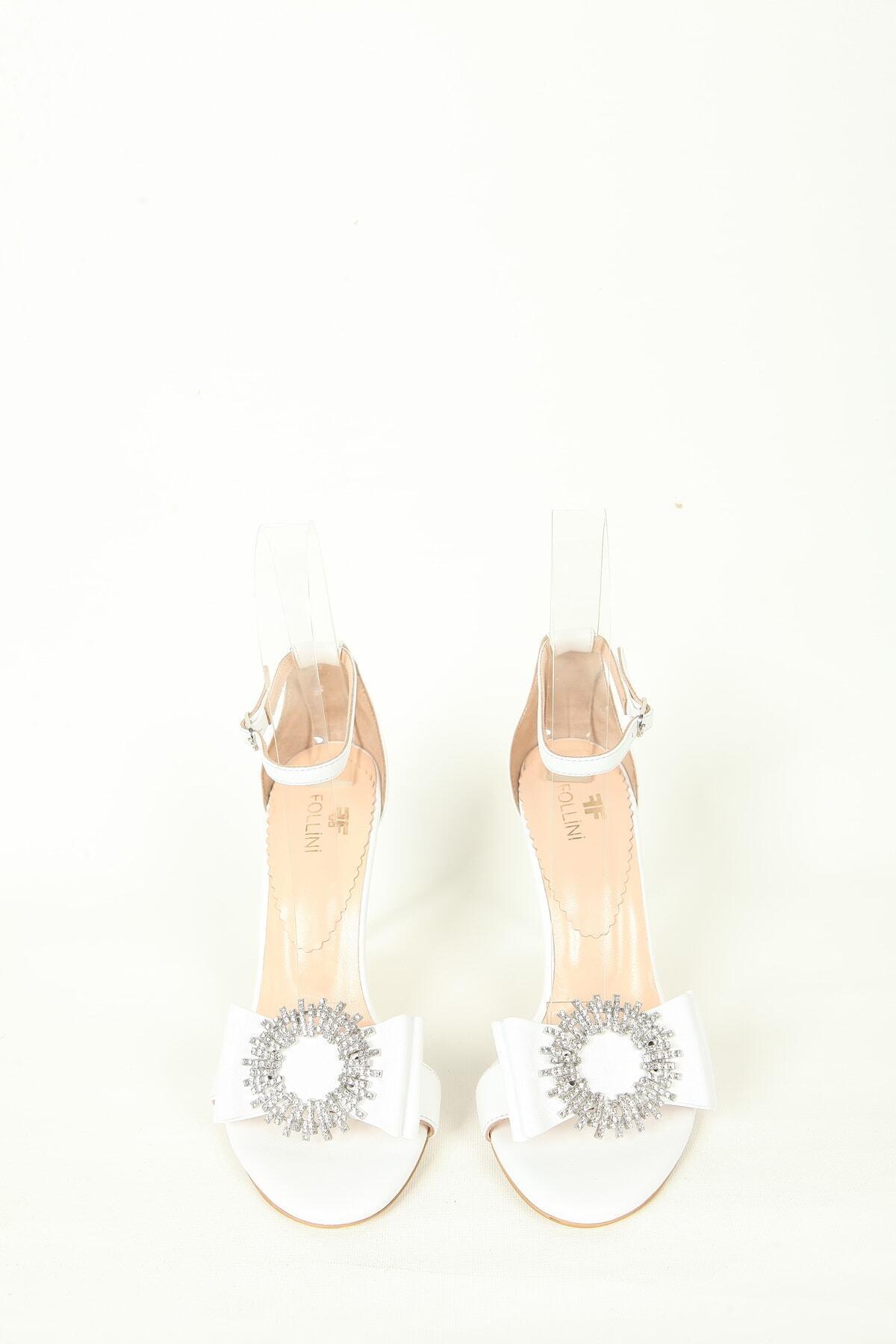 Kadın Beyaz Aksesuar Detaylı Topuklu Ayakkabı