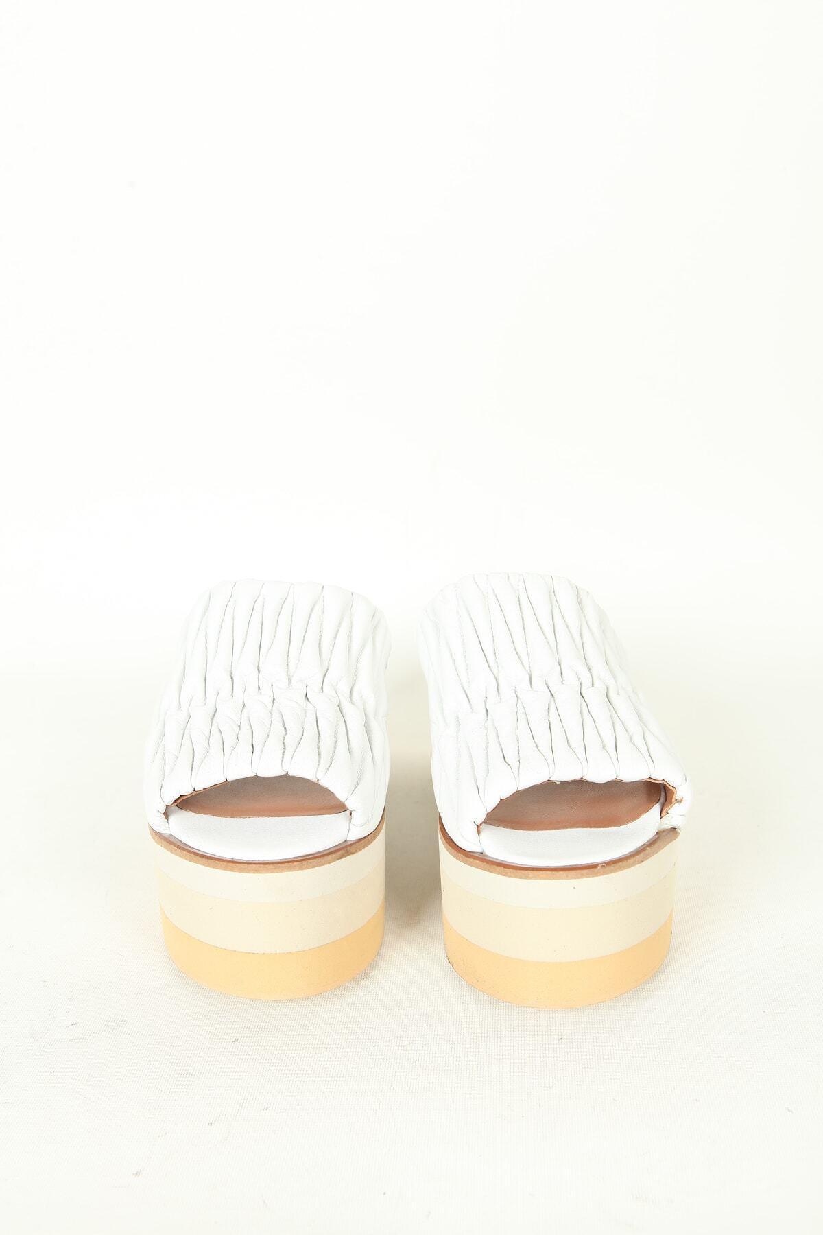 Kadın Deri Terlik Dolgu Topuk Vizon