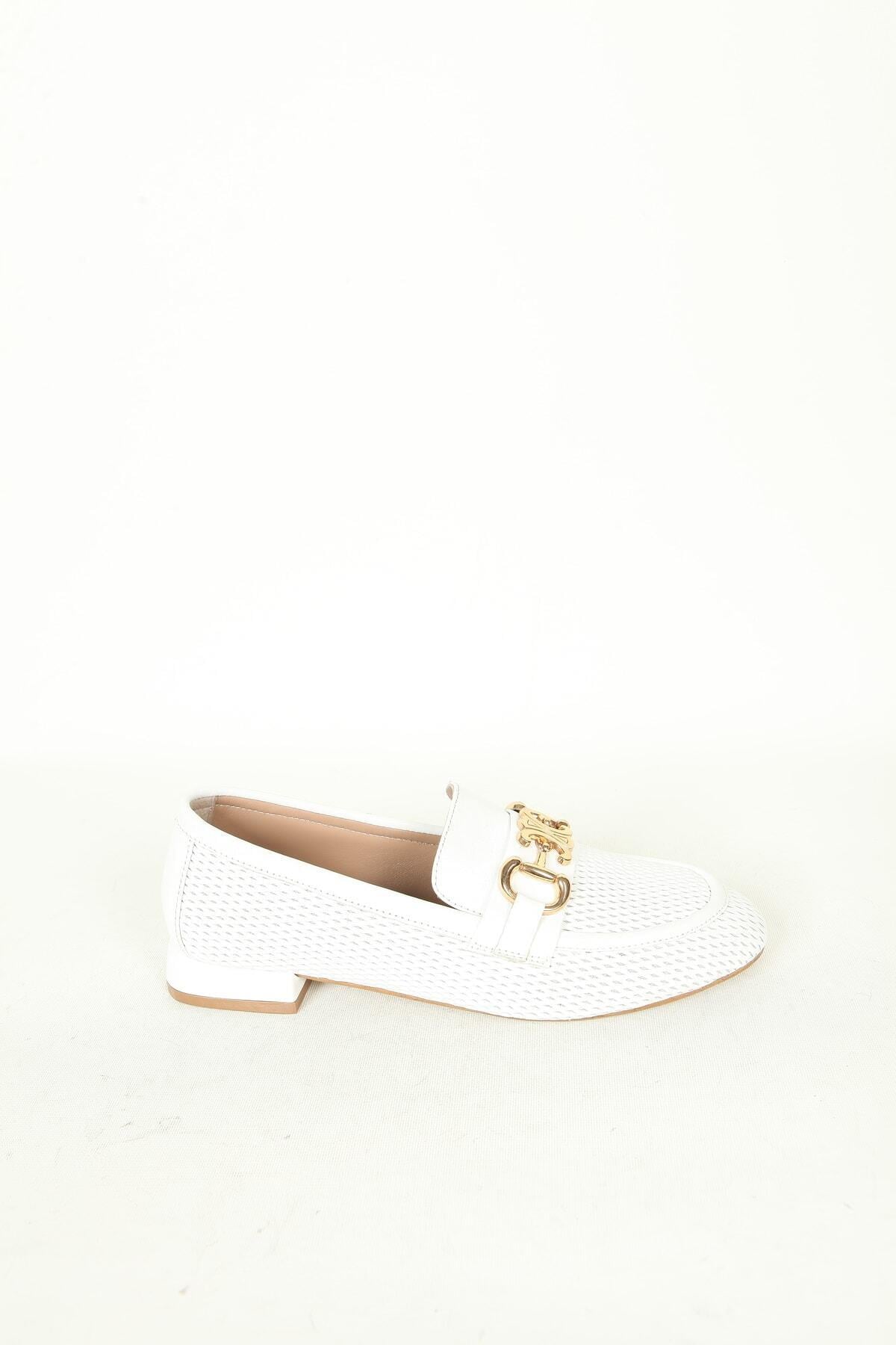 Kadın Deri Loafer Beyaz