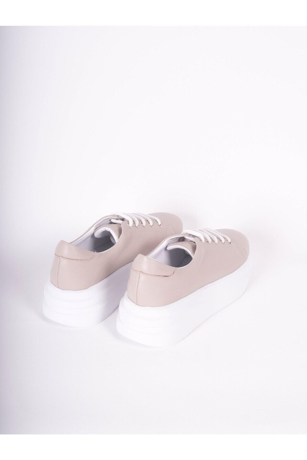 Kadın Deri Sneaker Vizon