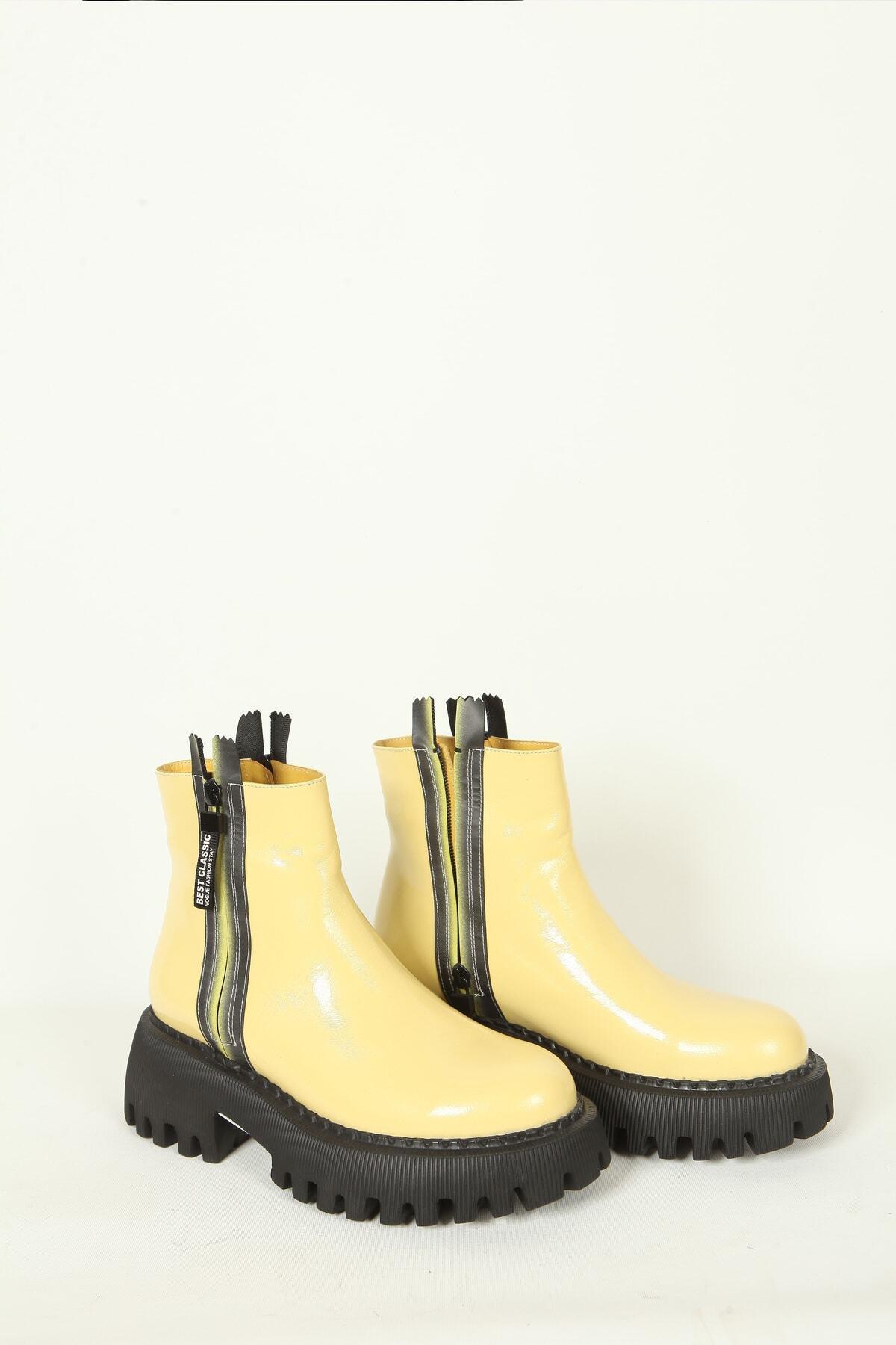 Kadın Deri Bot Sarı