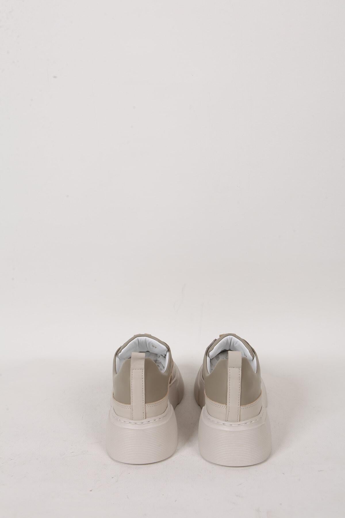 Kadın Deri Sneaker Haki Yeşil