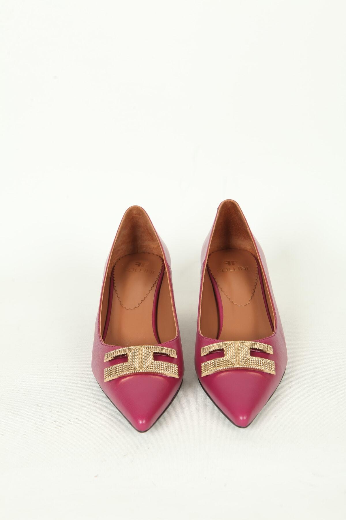 Kadın Deri Ayakkabı Topuklu Pembe