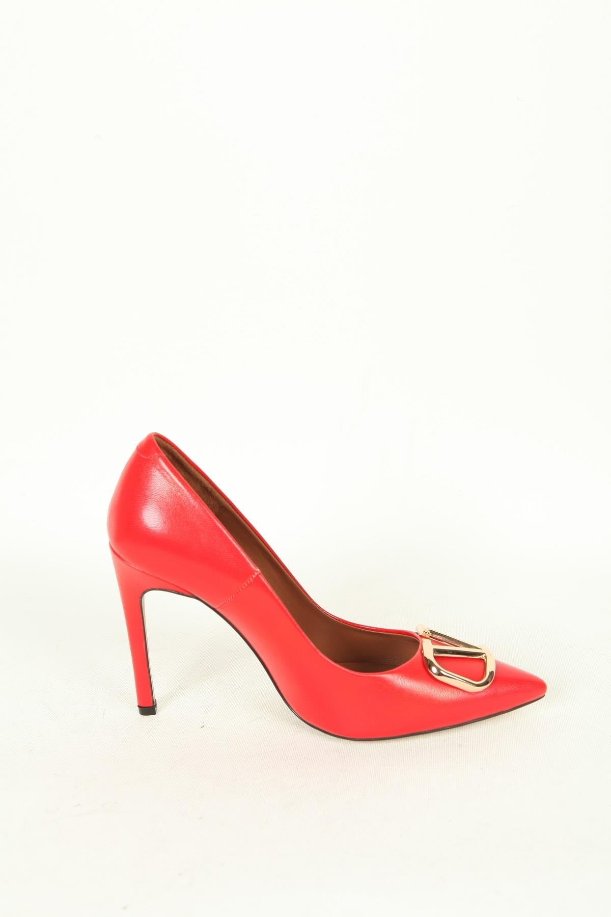 Kadın Deri Stiletto Kırmzı