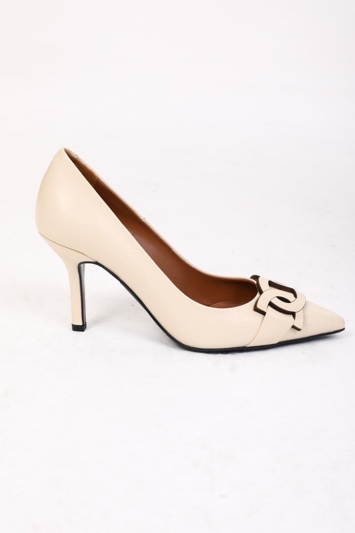 Kadın Deri Stiletto Taba