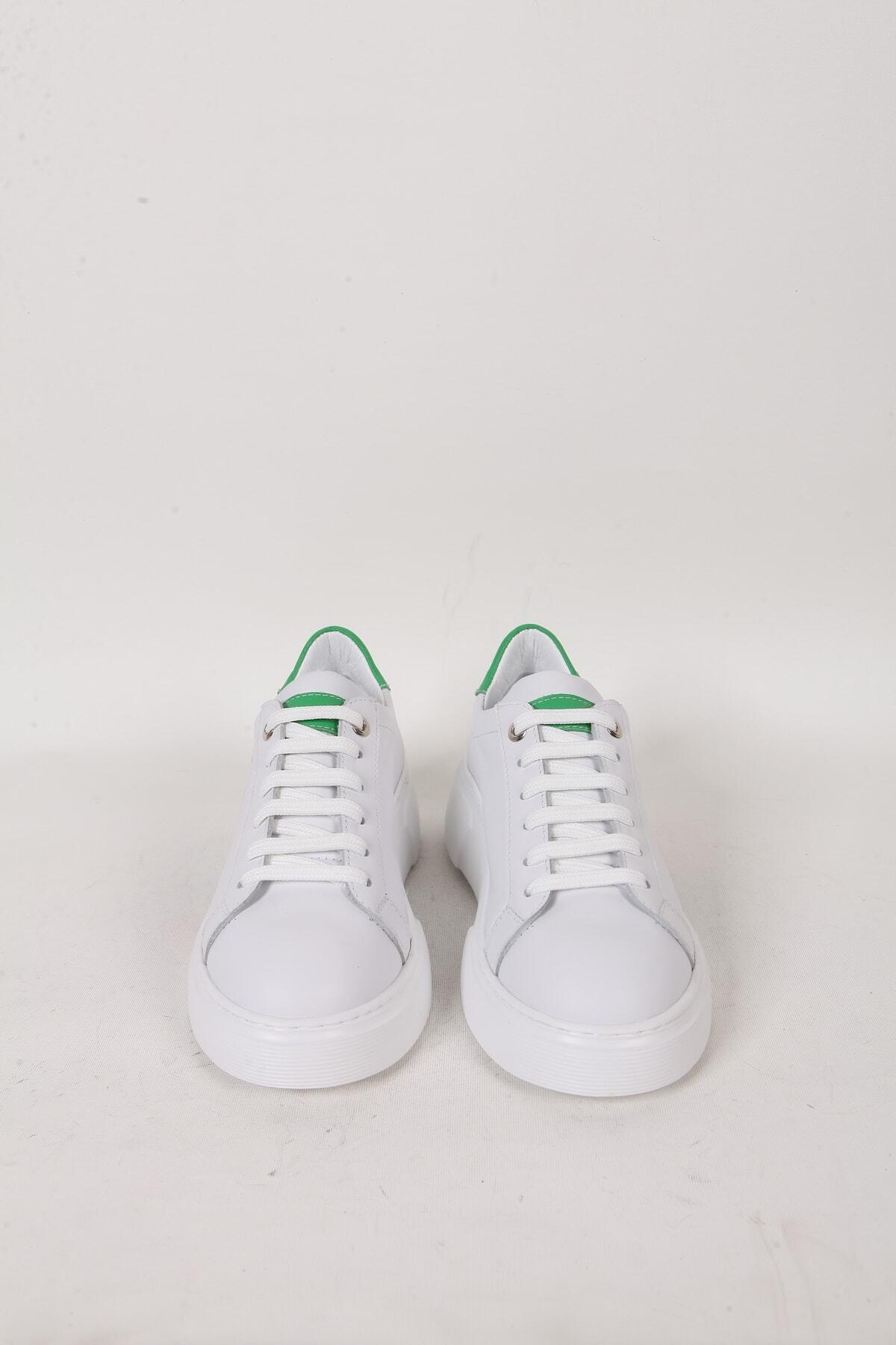 Kadın Beyaz Hakiki Deri Sneaker Spor Ayakkabı