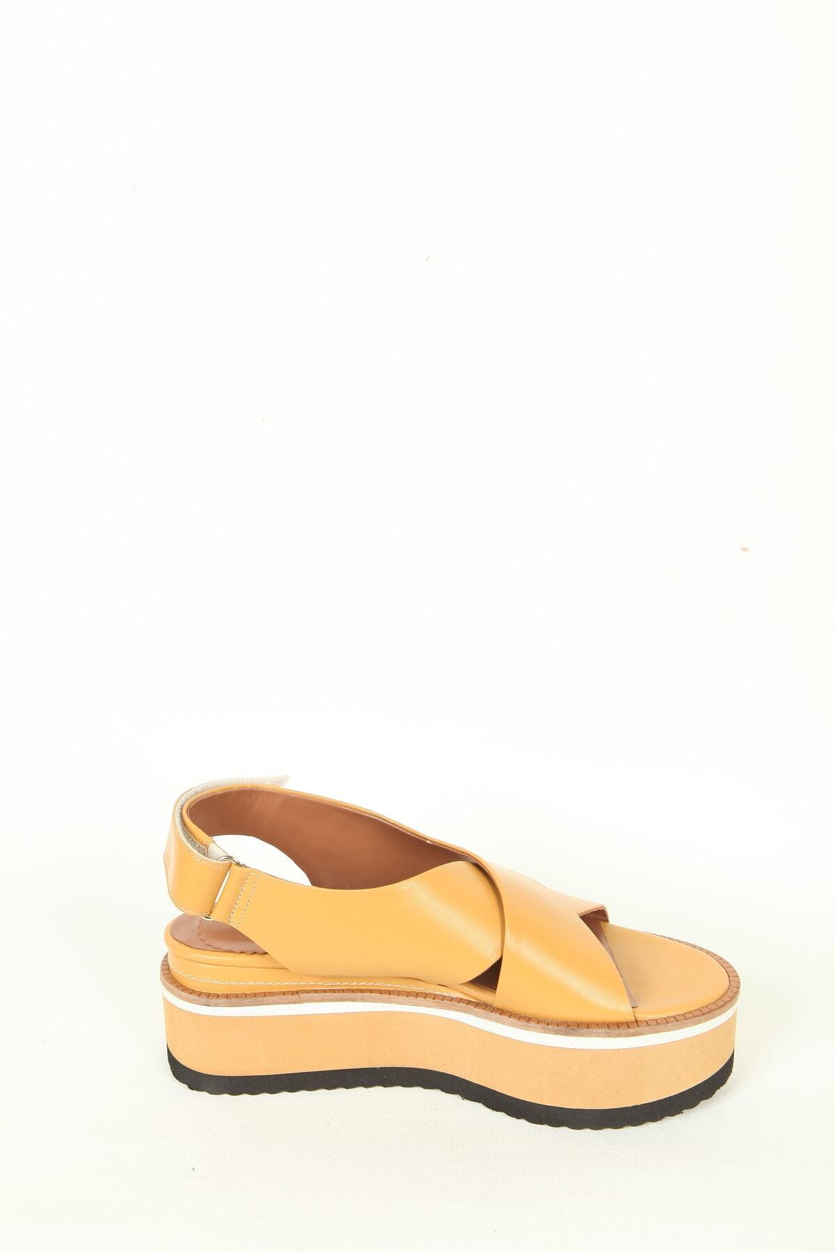 Kadın Deri Sarı Sandalet