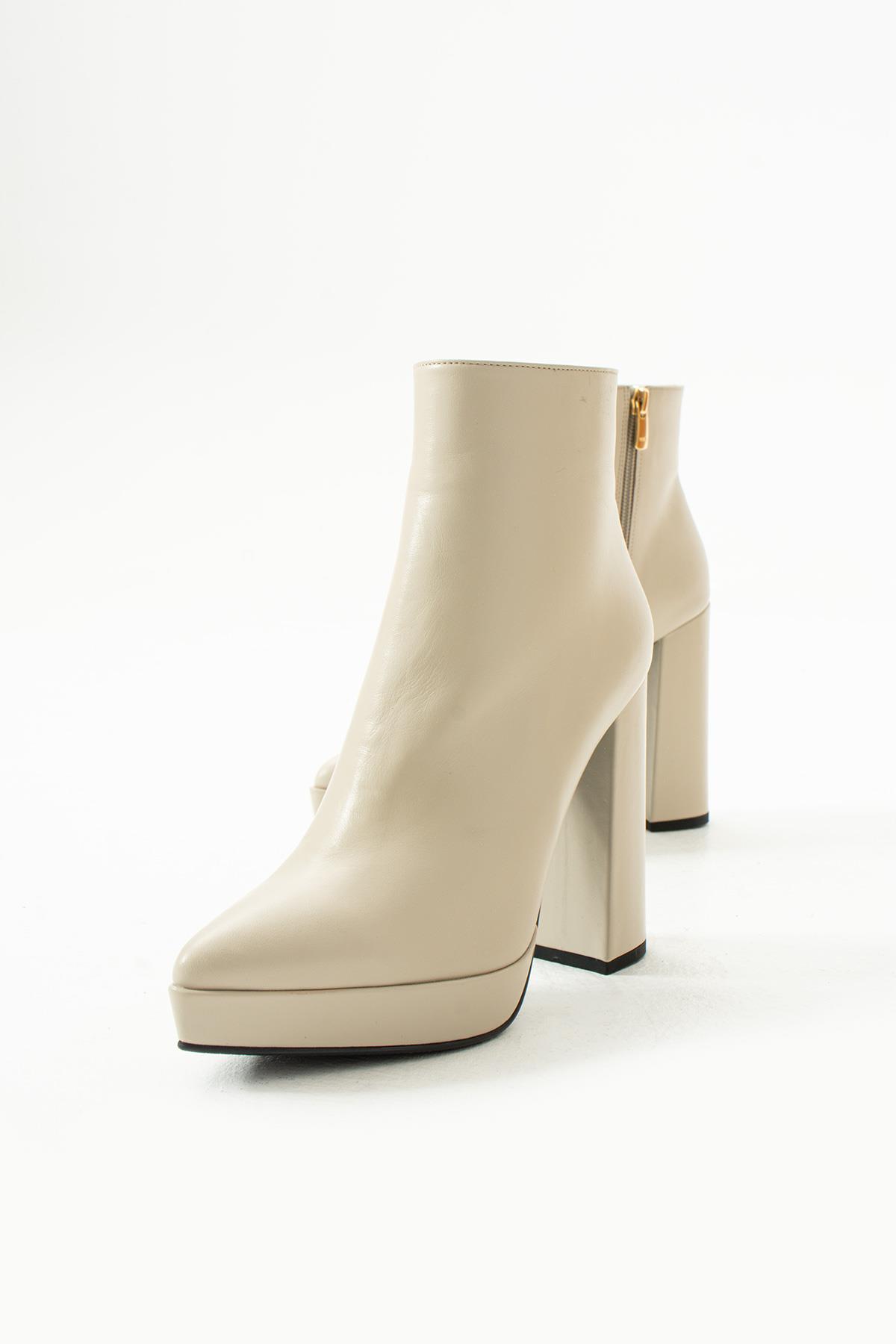 Kadın Bej Hakiki Deri Platform Bot