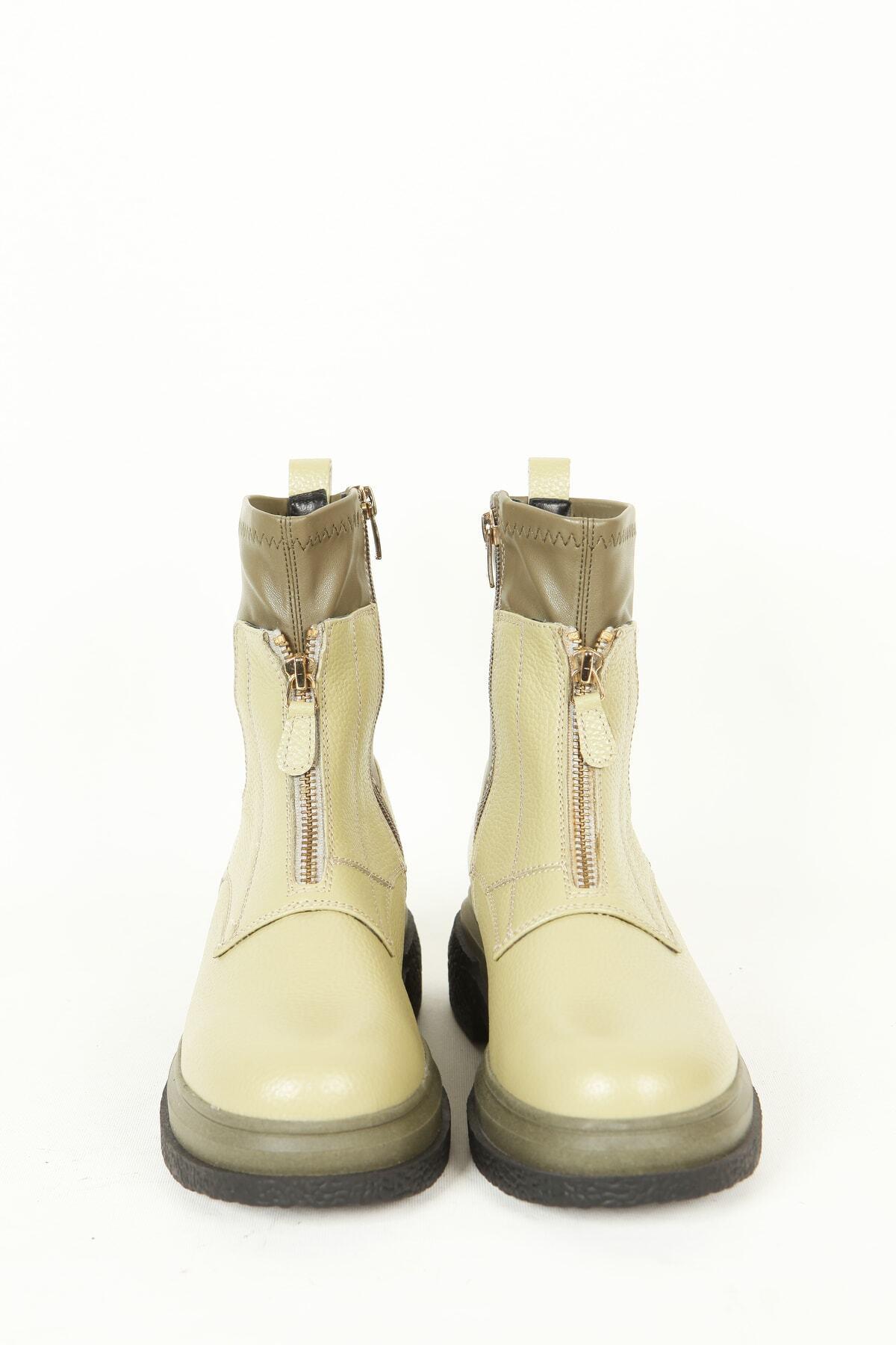 Kadın Deri Bot Krem