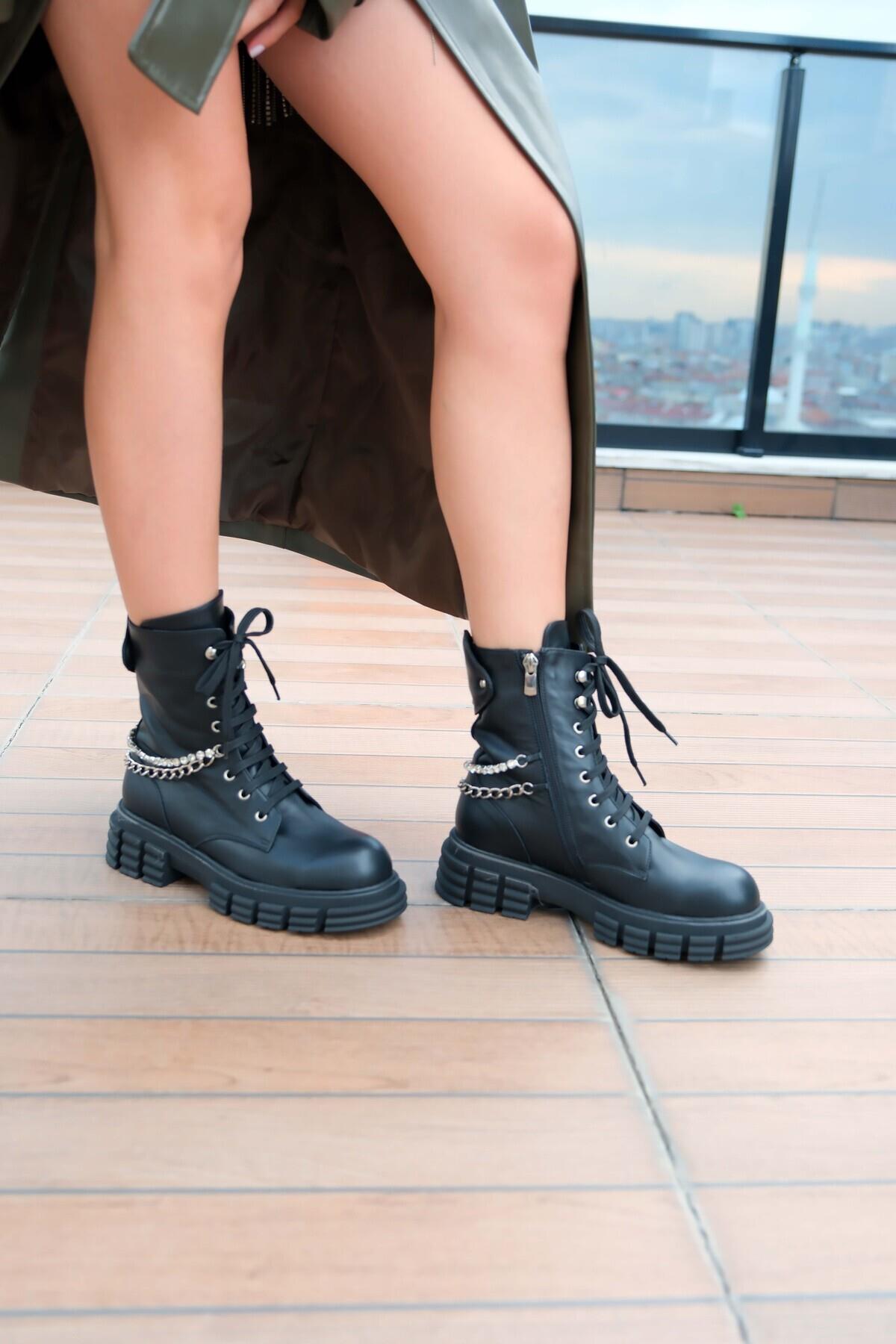 Kadın Deri Bot Siyah