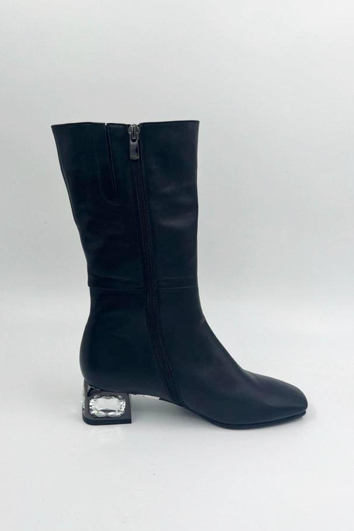Kadın Deri Çizme Siyah
