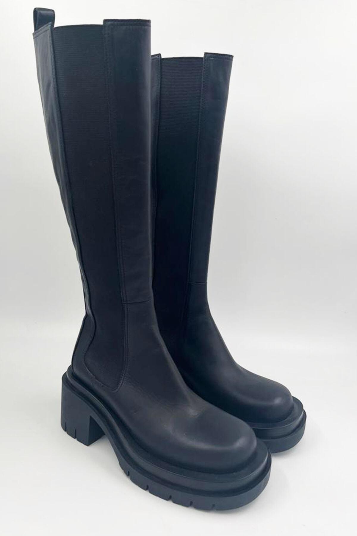 Kadın Deri Çizme Siyah