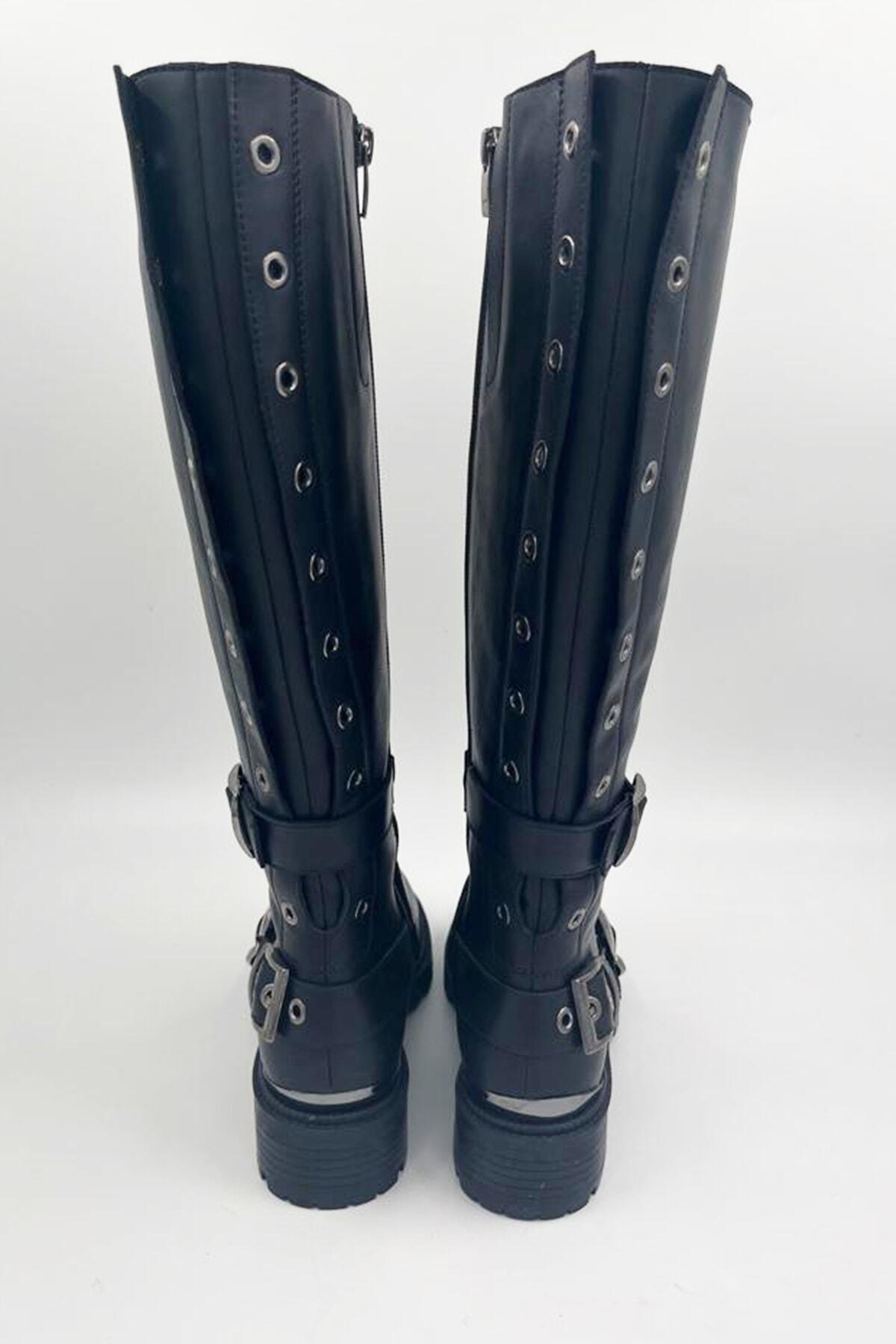 Kadın Deri Çizme Siyah