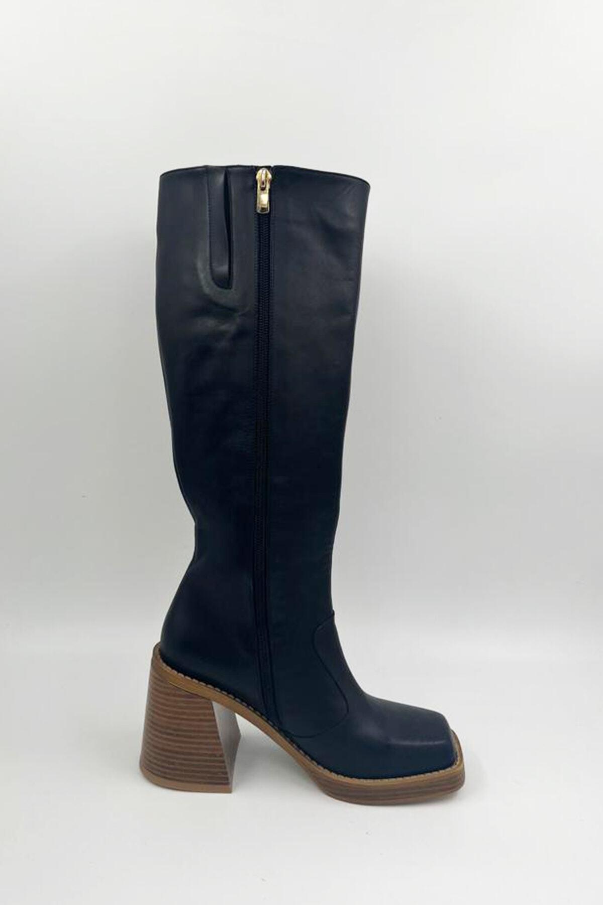 Kadın Deri Çizme Siyah