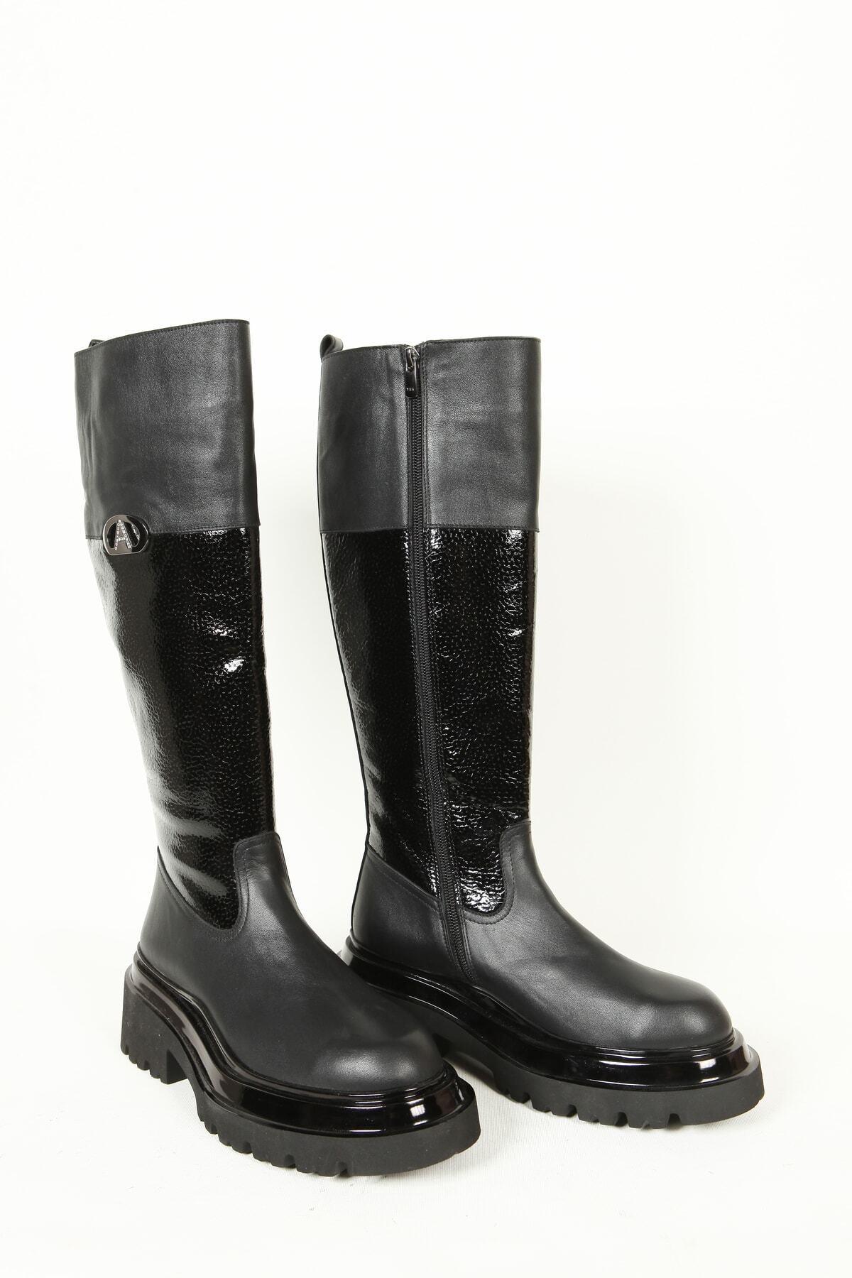 Kadın Deri Çizme Siyah