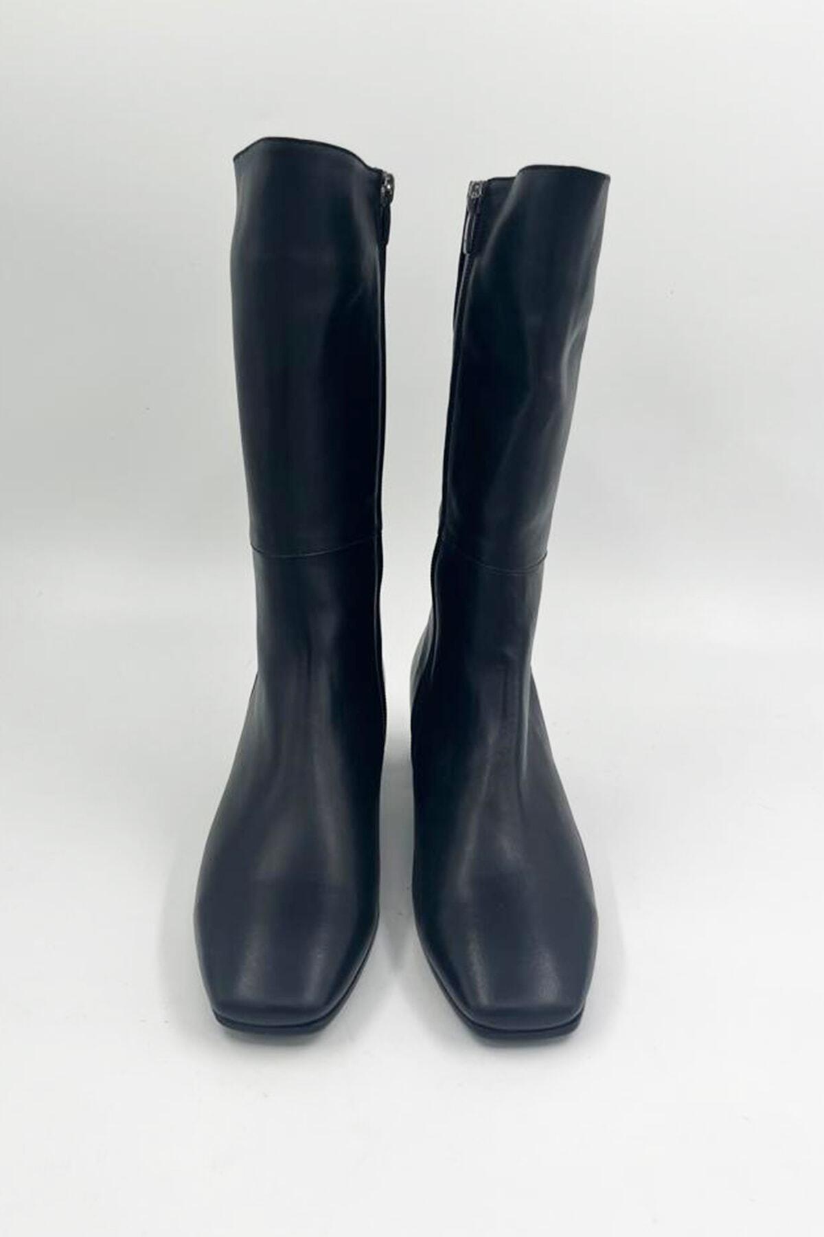 Kadın Deri Çizme Siyah