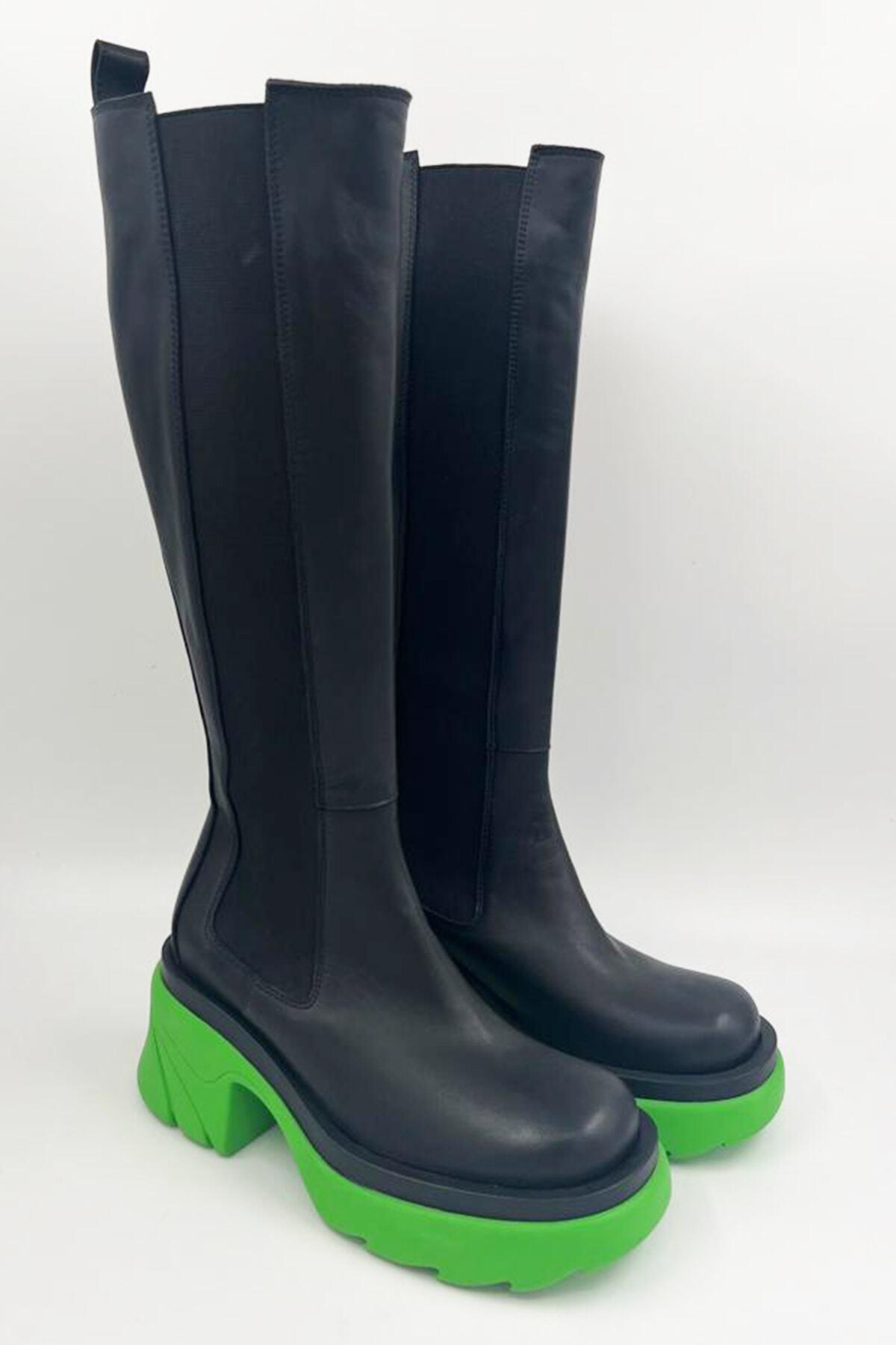 Kadın Deri Çizme Siyah