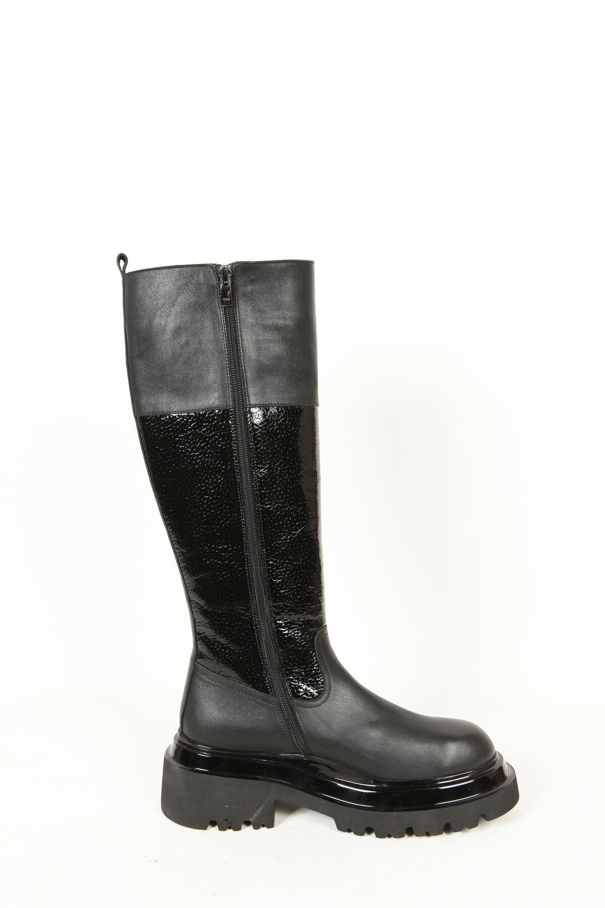 Kadın Deri Çizme Siyah