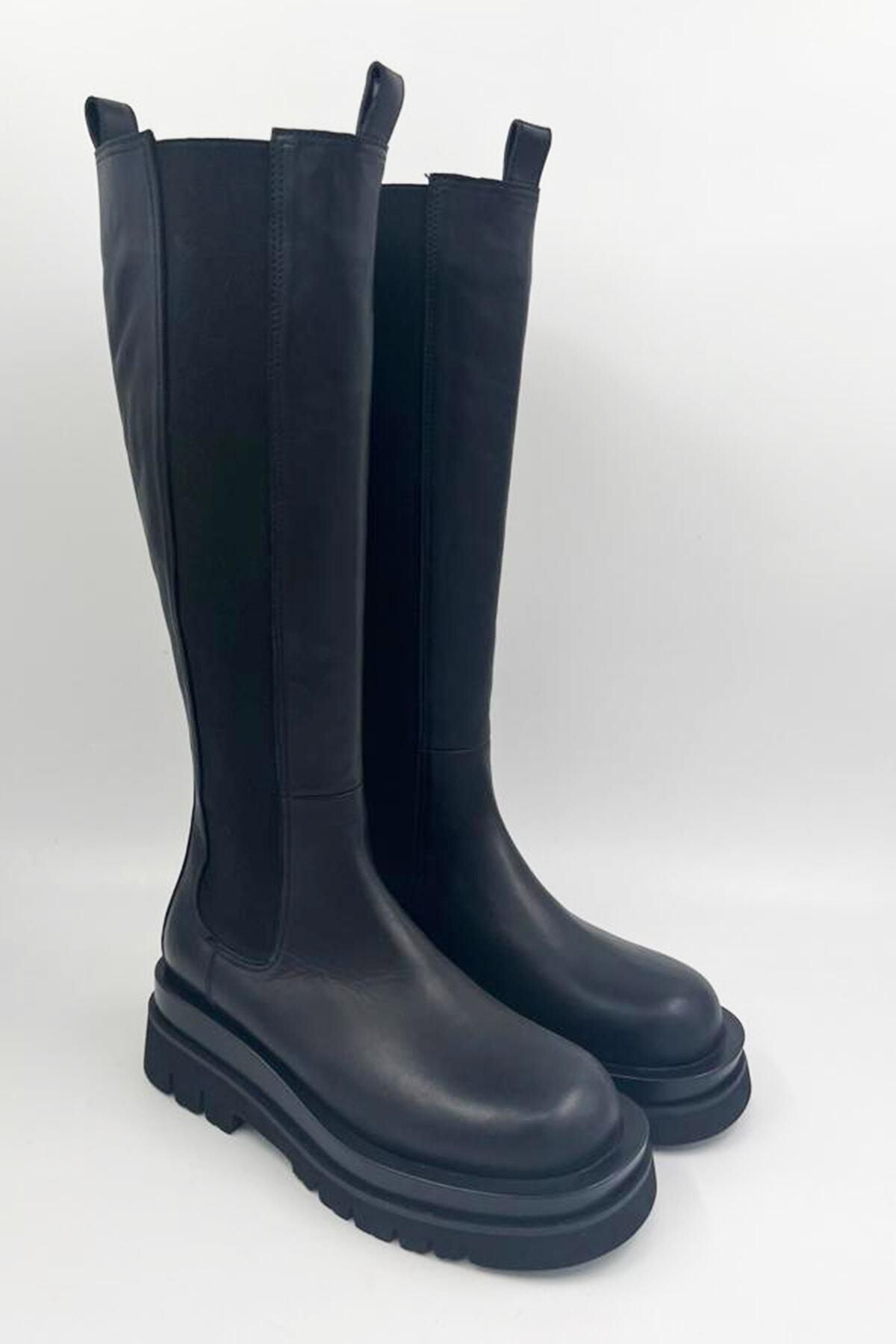 Kadın Deri Çizme Siyah