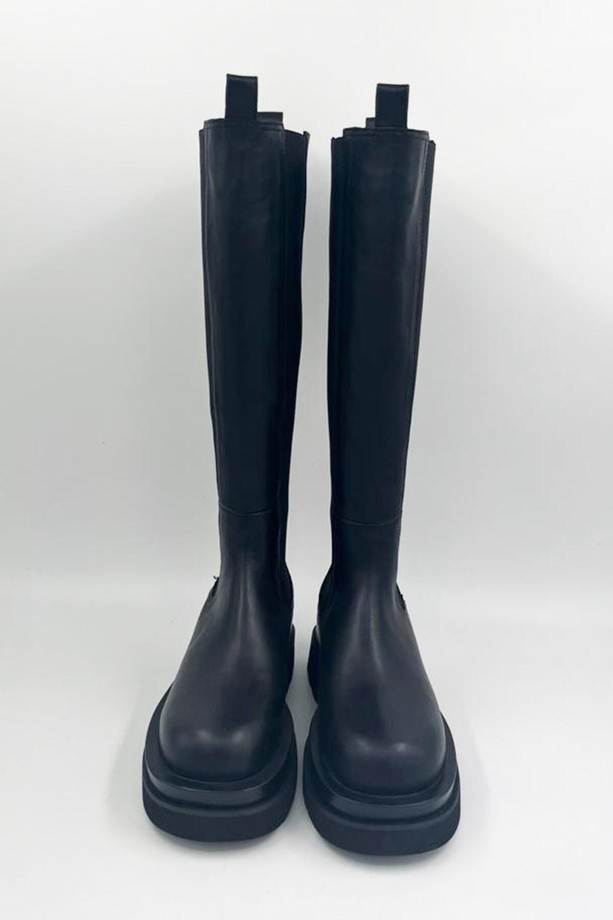 Kadın Deri Çizme Siyah