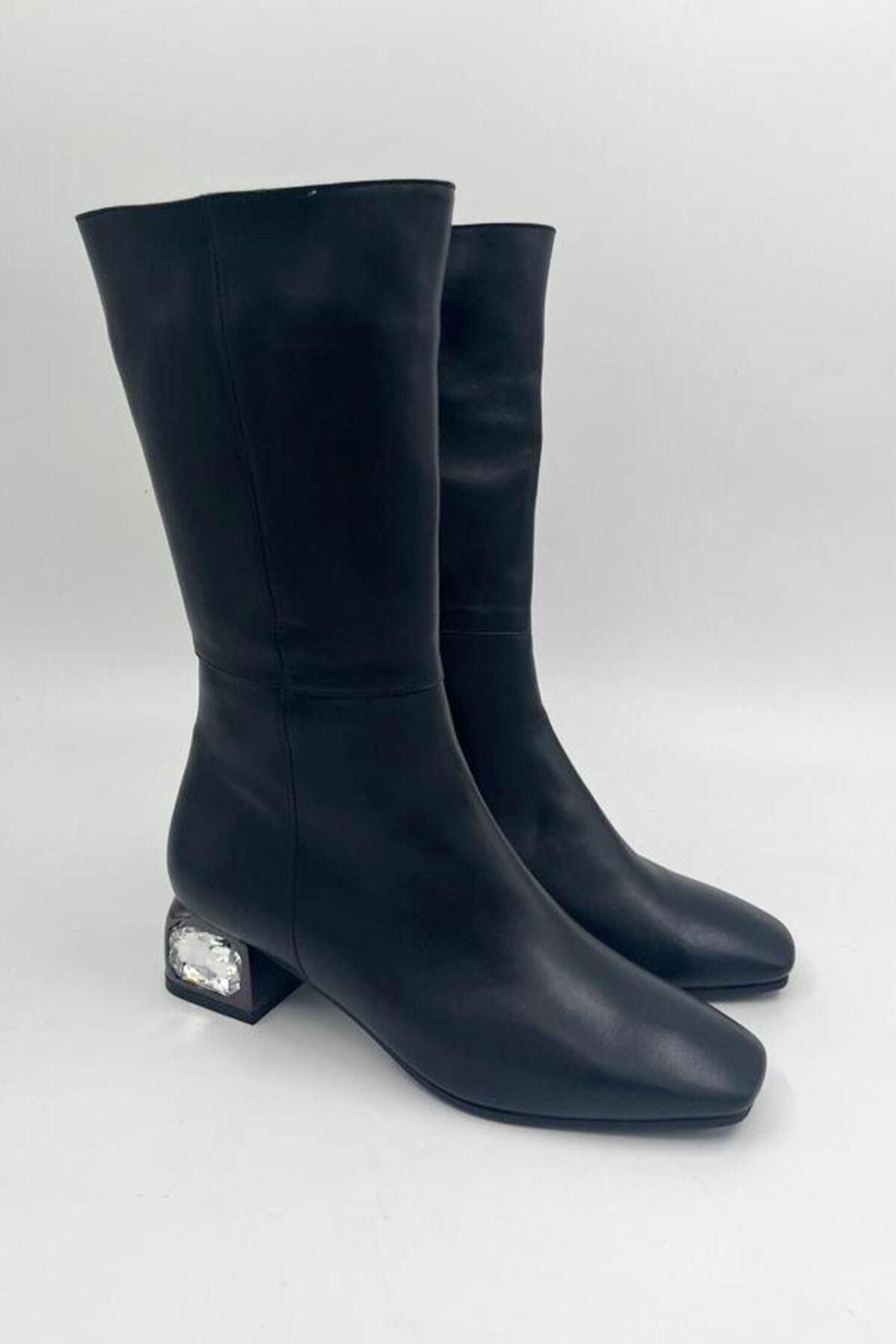 Kadın Deri Çizme Siyah