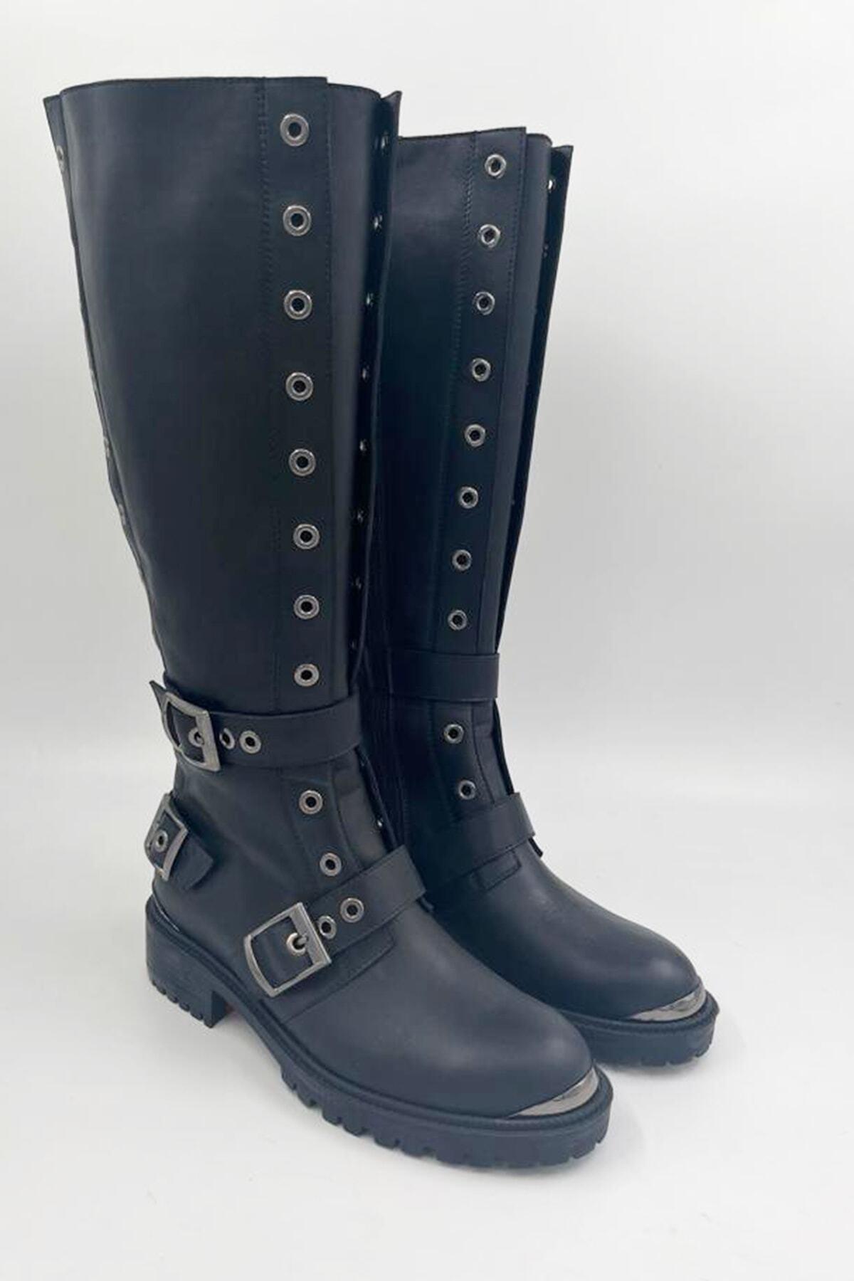 Kadın Deri Çizme Siyah