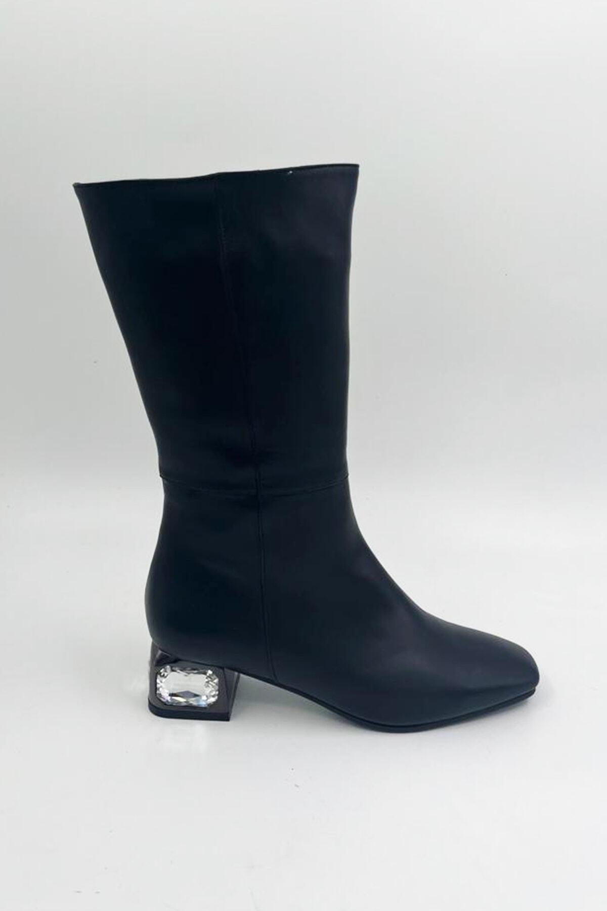 Kadın Deri Çizme Siyah