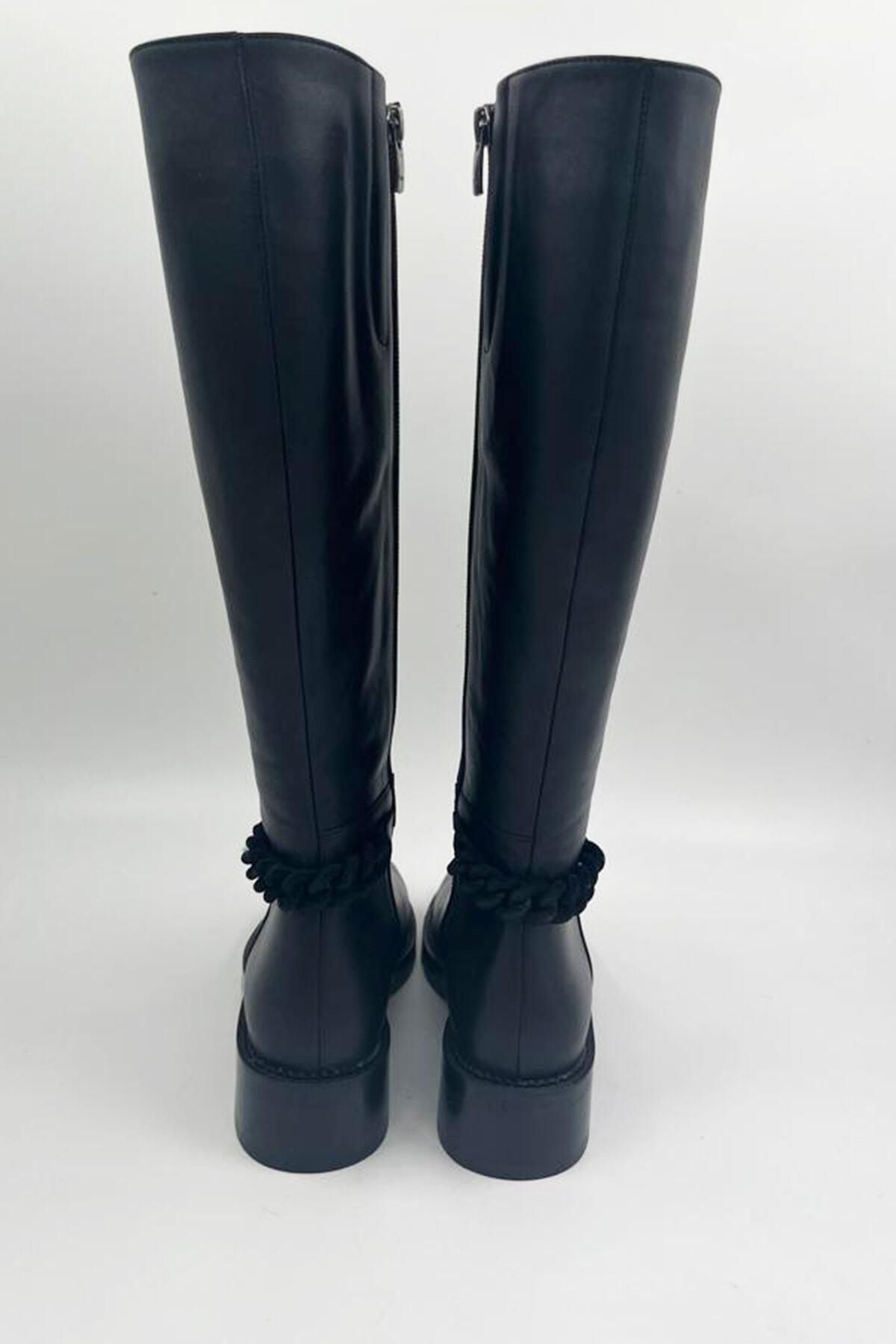 Kadın Deri Çizme Siyah