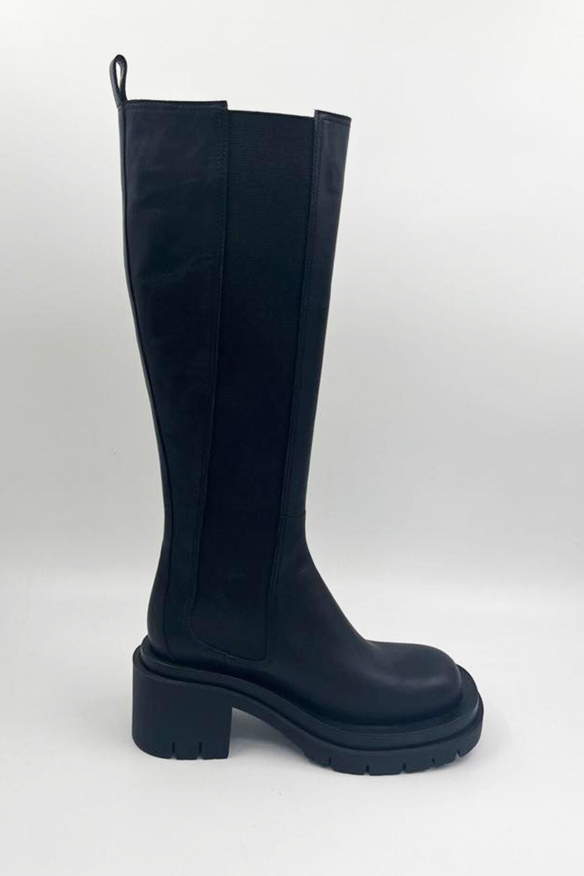 Kadın Deri Çizme Siyah