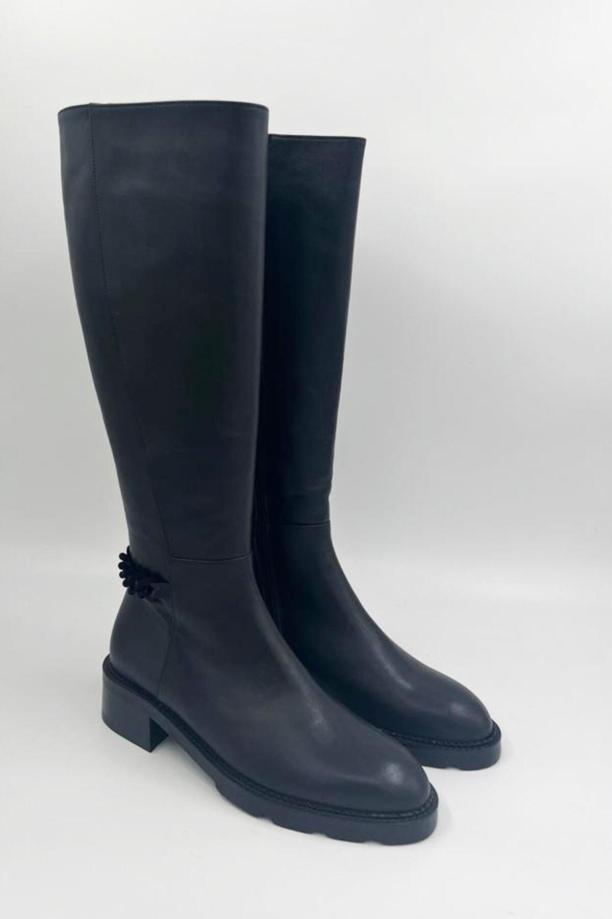 Kadın Deri Çizme Siyah