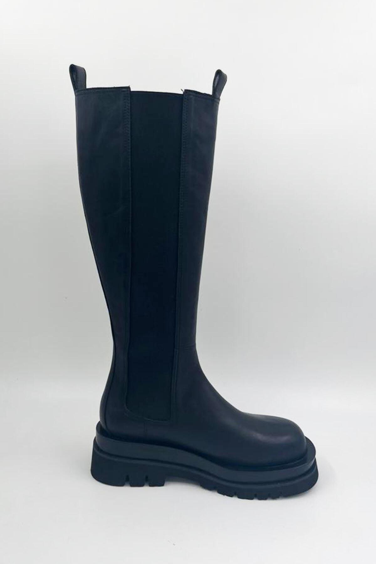 Kadın Deri Çizme Siyah