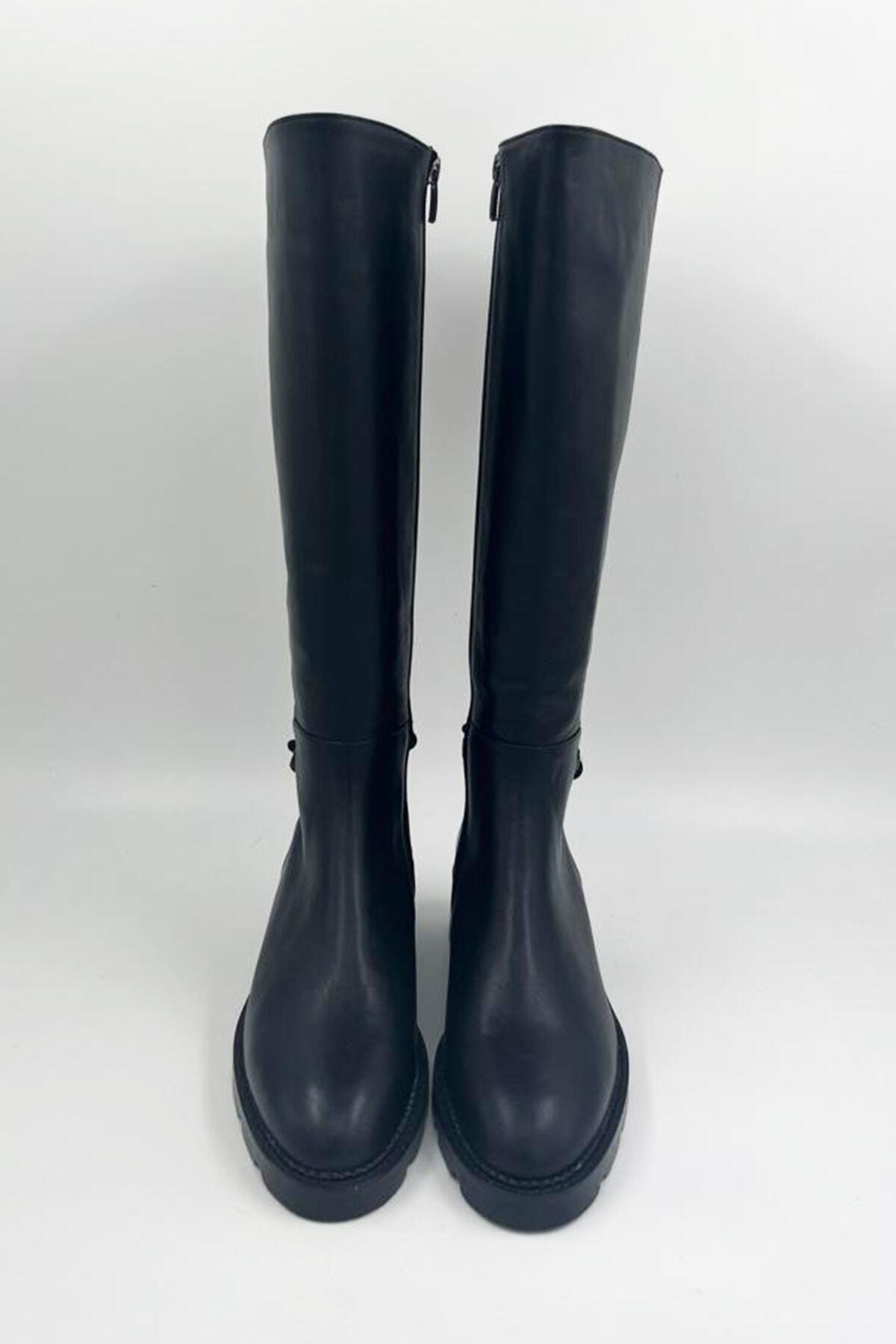 Kadın Deri Çizme Siyah