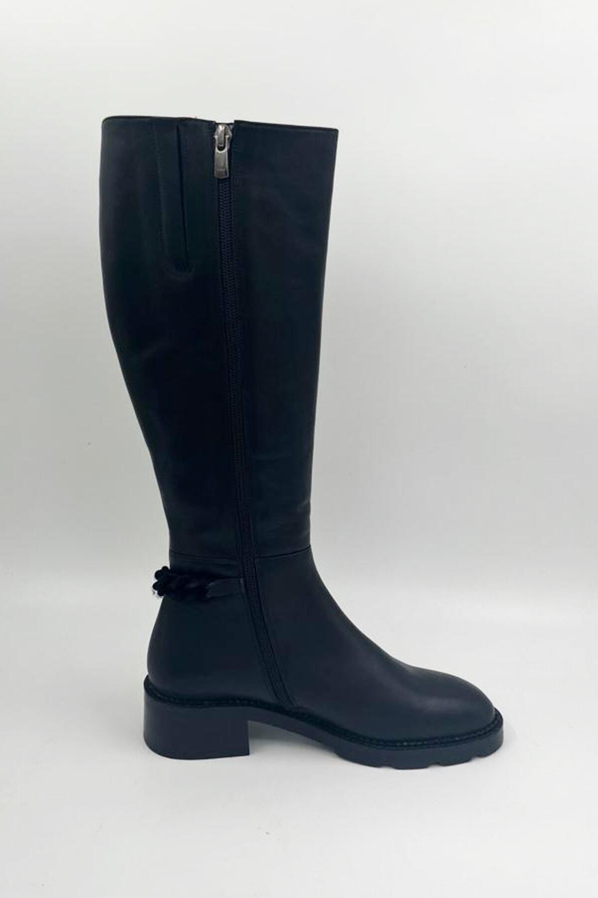Kadın Deri Çizme Siyah