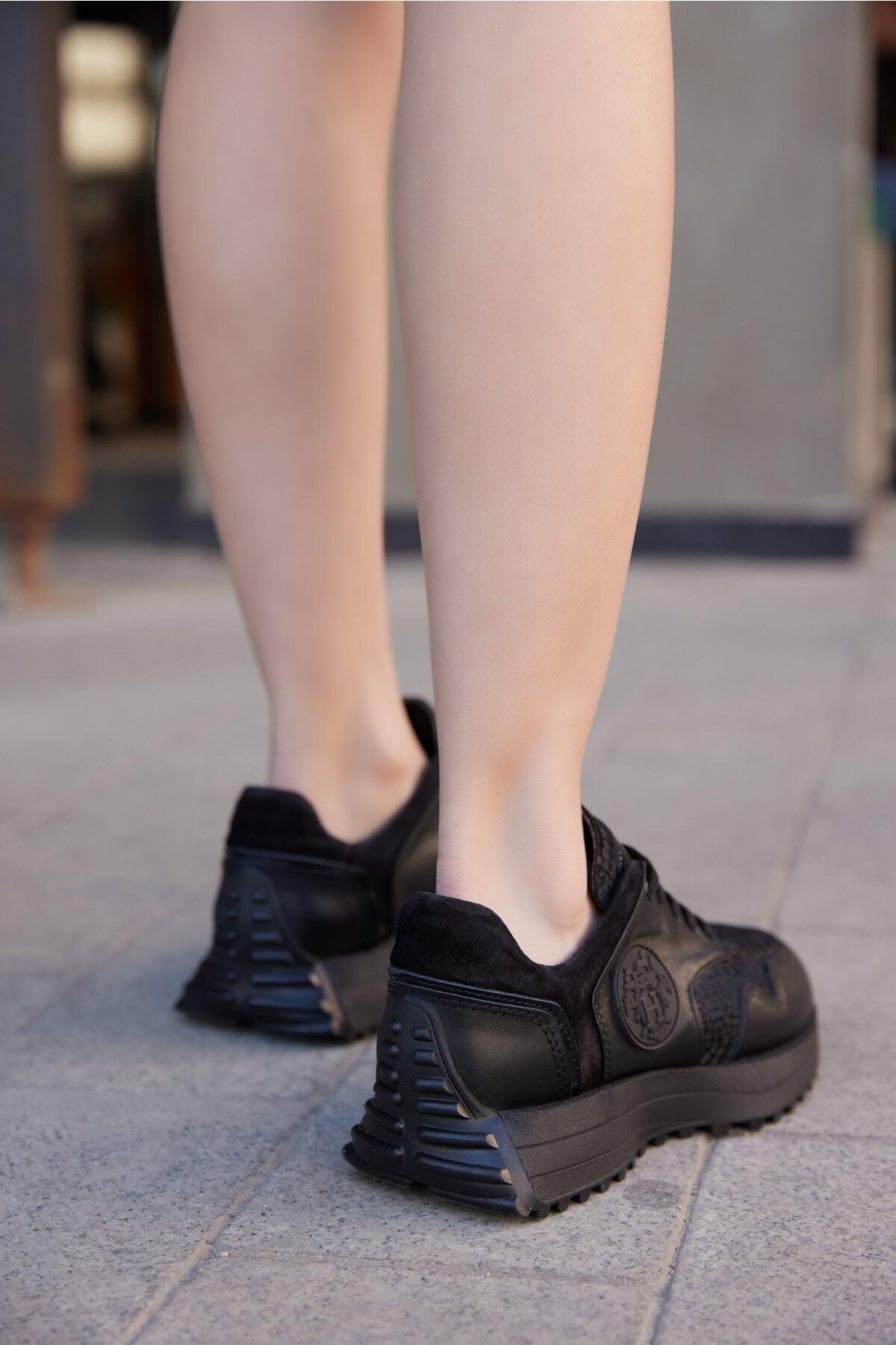 Kadın Deri Sneaker Siyah