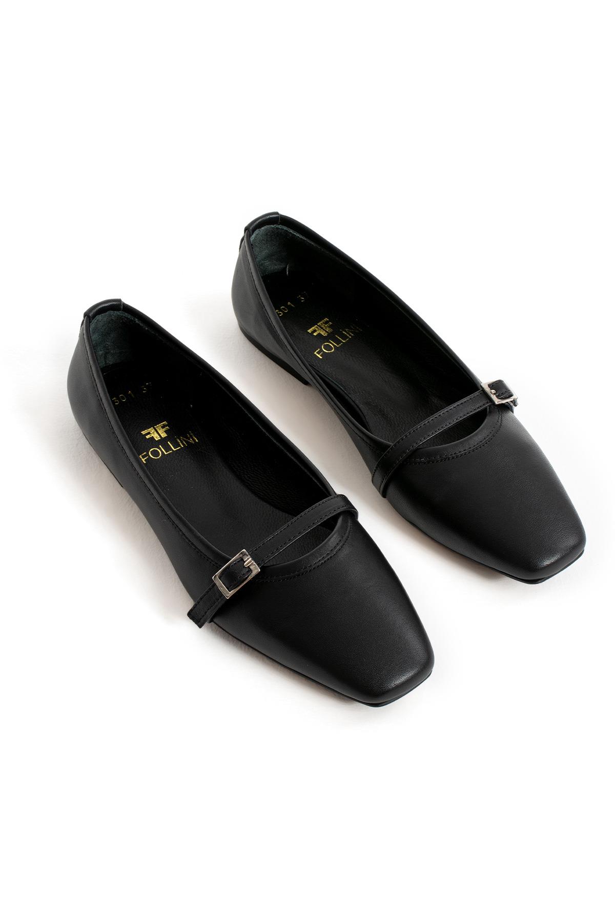 Kadın Hakiki Deri Babet Siyah