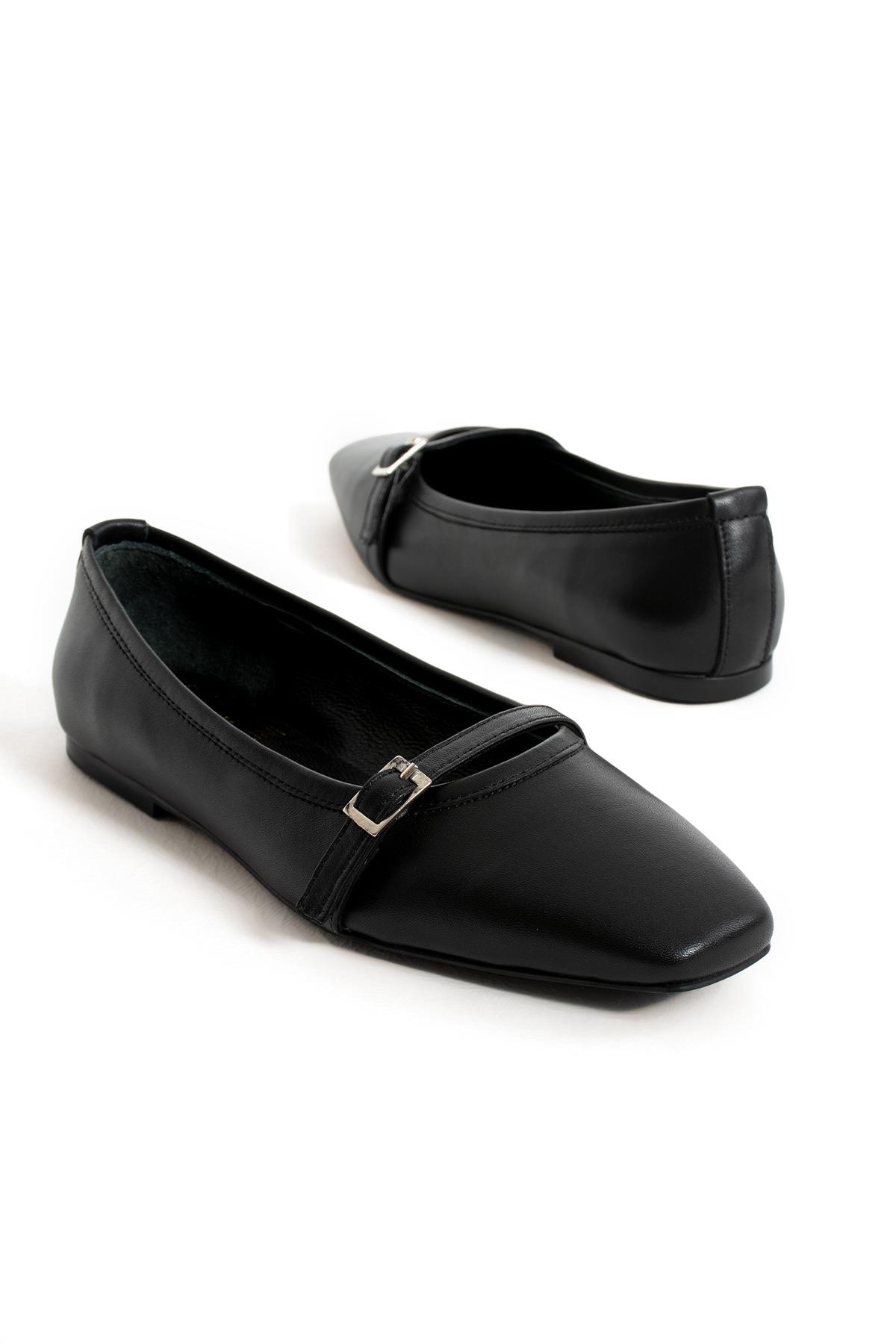 Kadın Hakiki Deri Babet Siyah