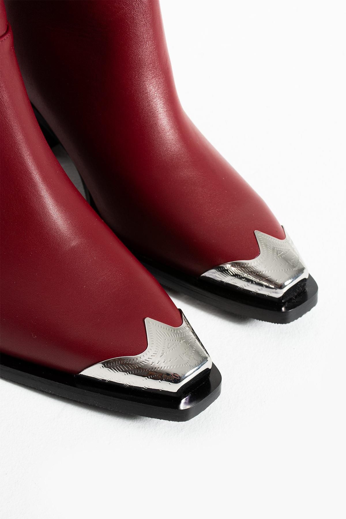 Kadın Hakiki Deri Çizme Bordo