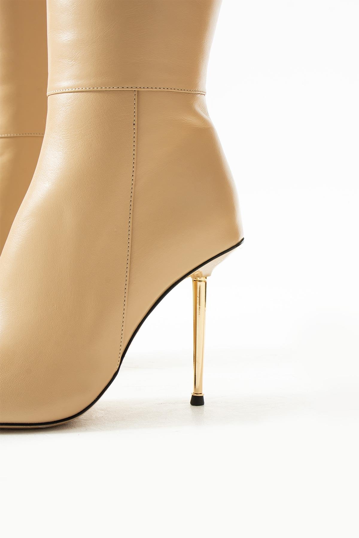 Kadın Hakiki Deri Çizme Camel