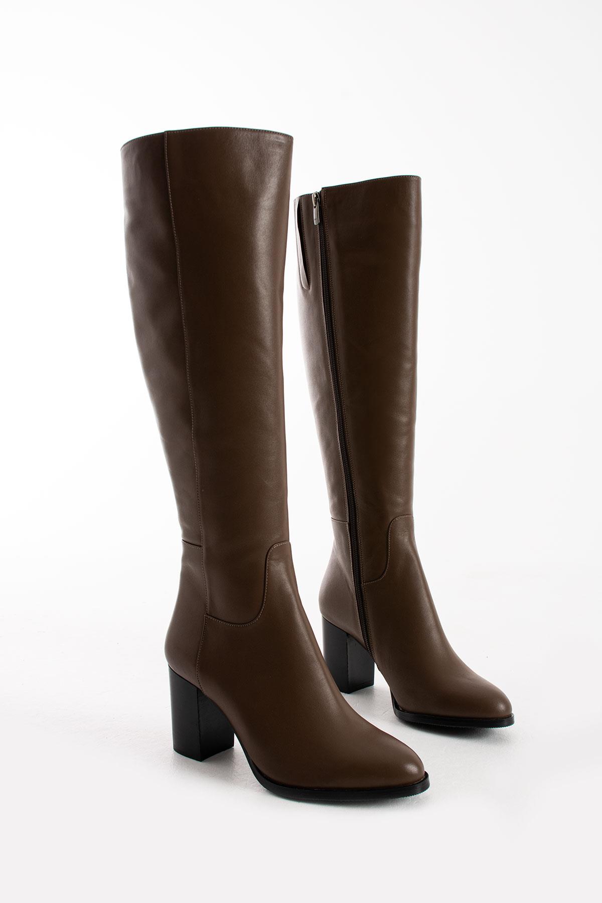 Kadın Hakiki Deri Çizme Kahve
