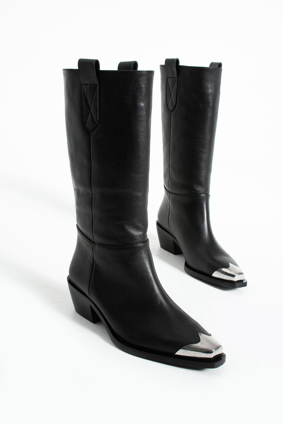 Kadın Hakiki Deri Çizme Siyah