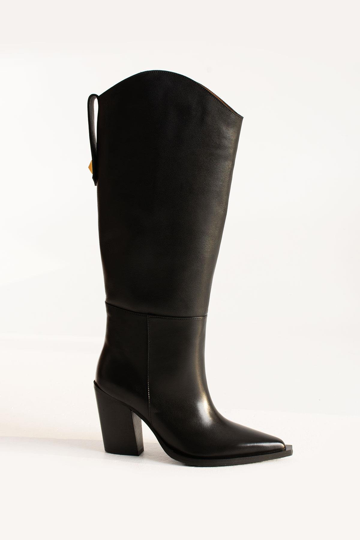 Kadın Hakiki Deri Çizme Siyah