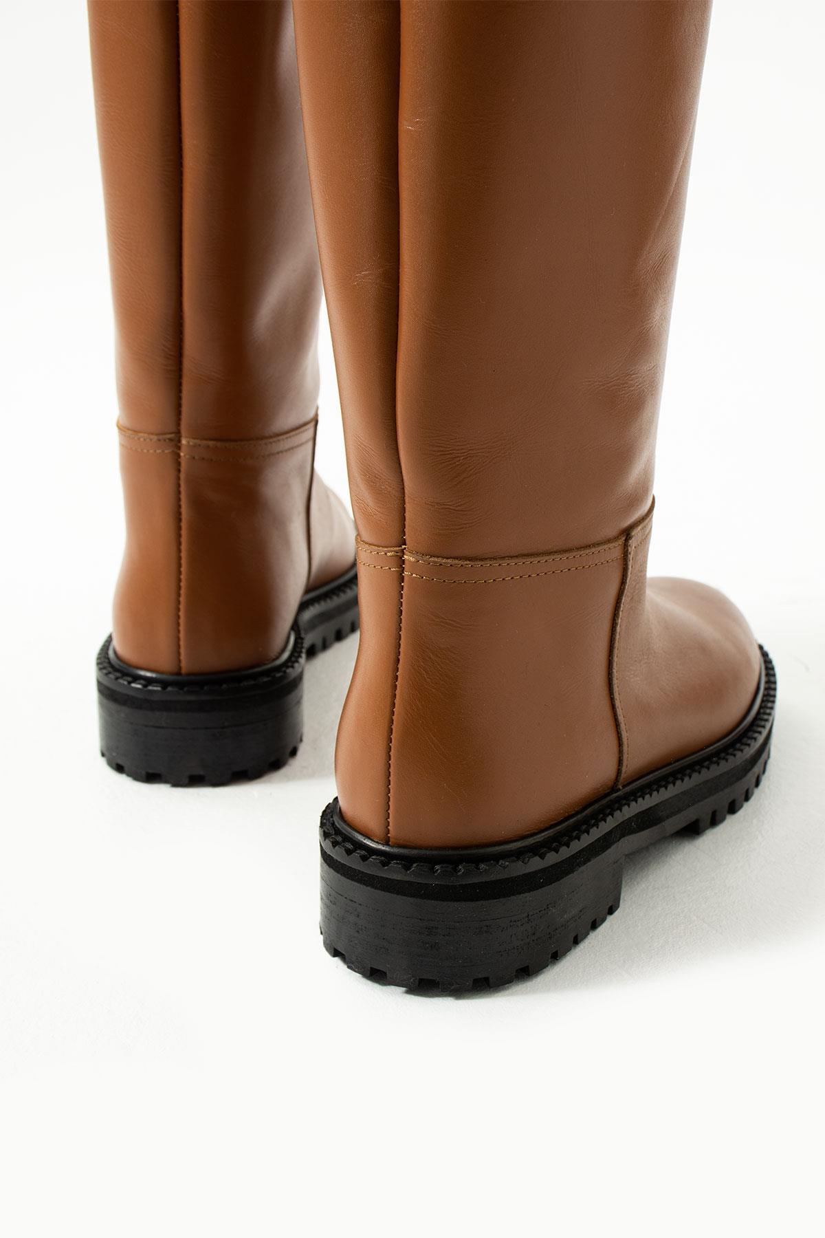 Kadın Hakiki Deri Çizme Taba