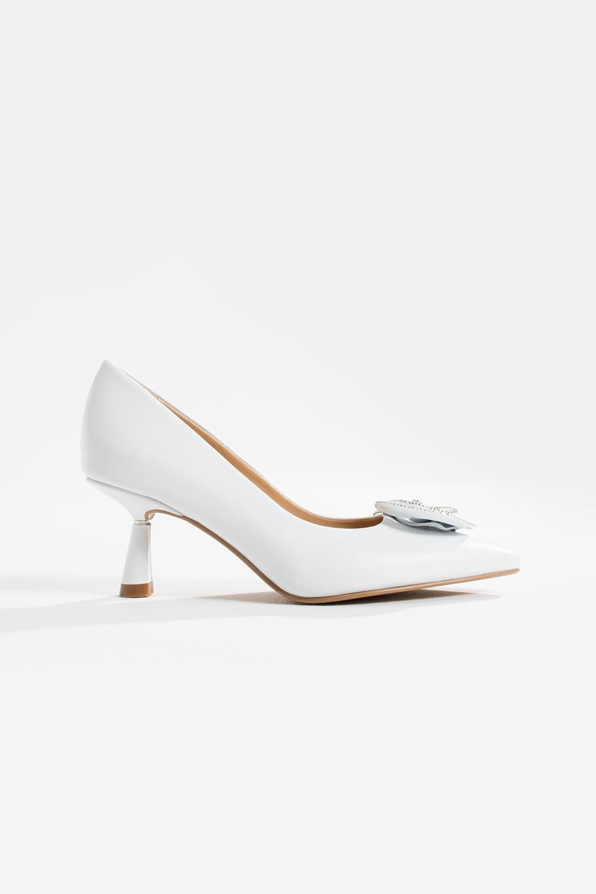 Kadın Hakiki Deri Stiletto Beyaz