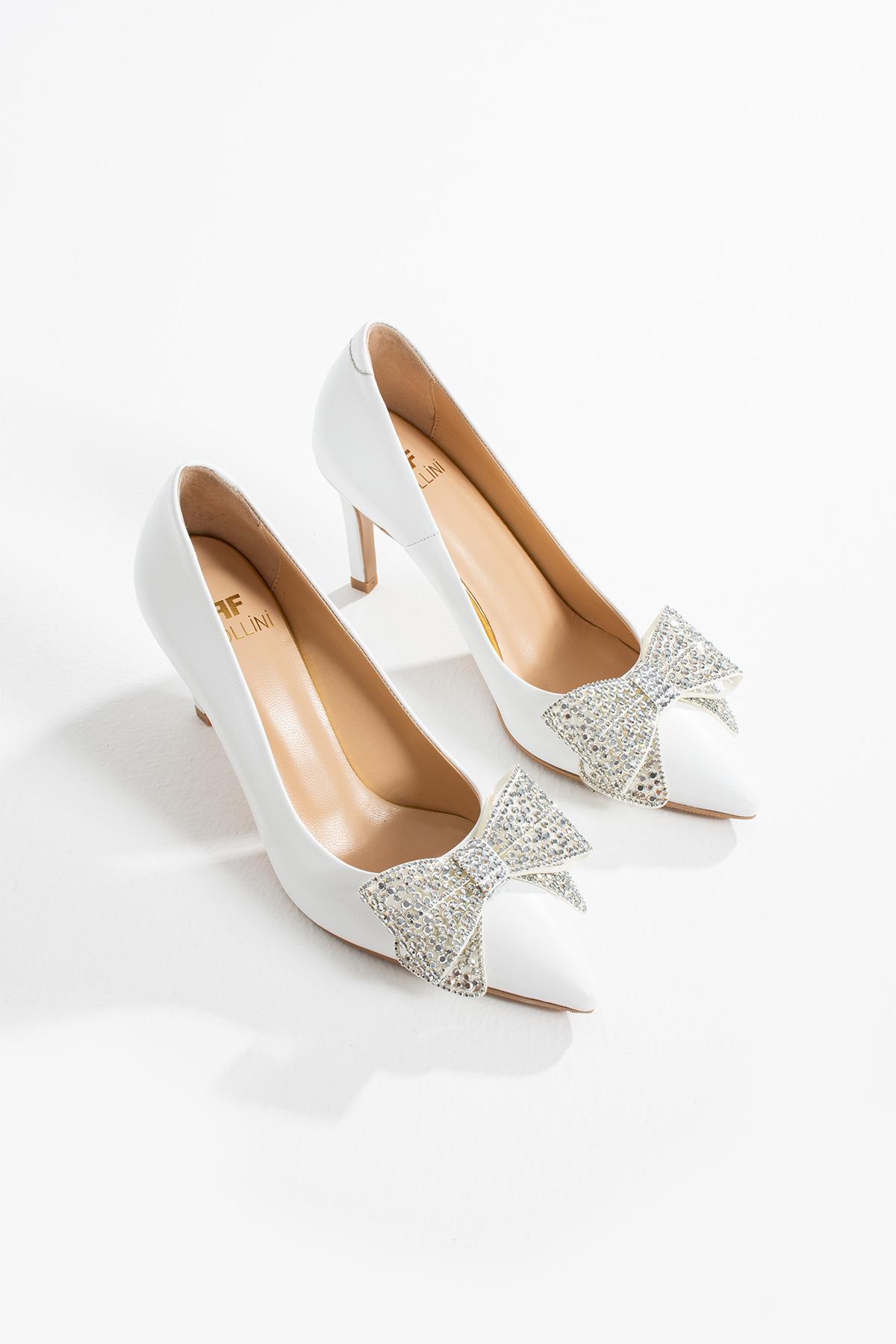 Kadın Hakiki Deri Stiletto Beyaz