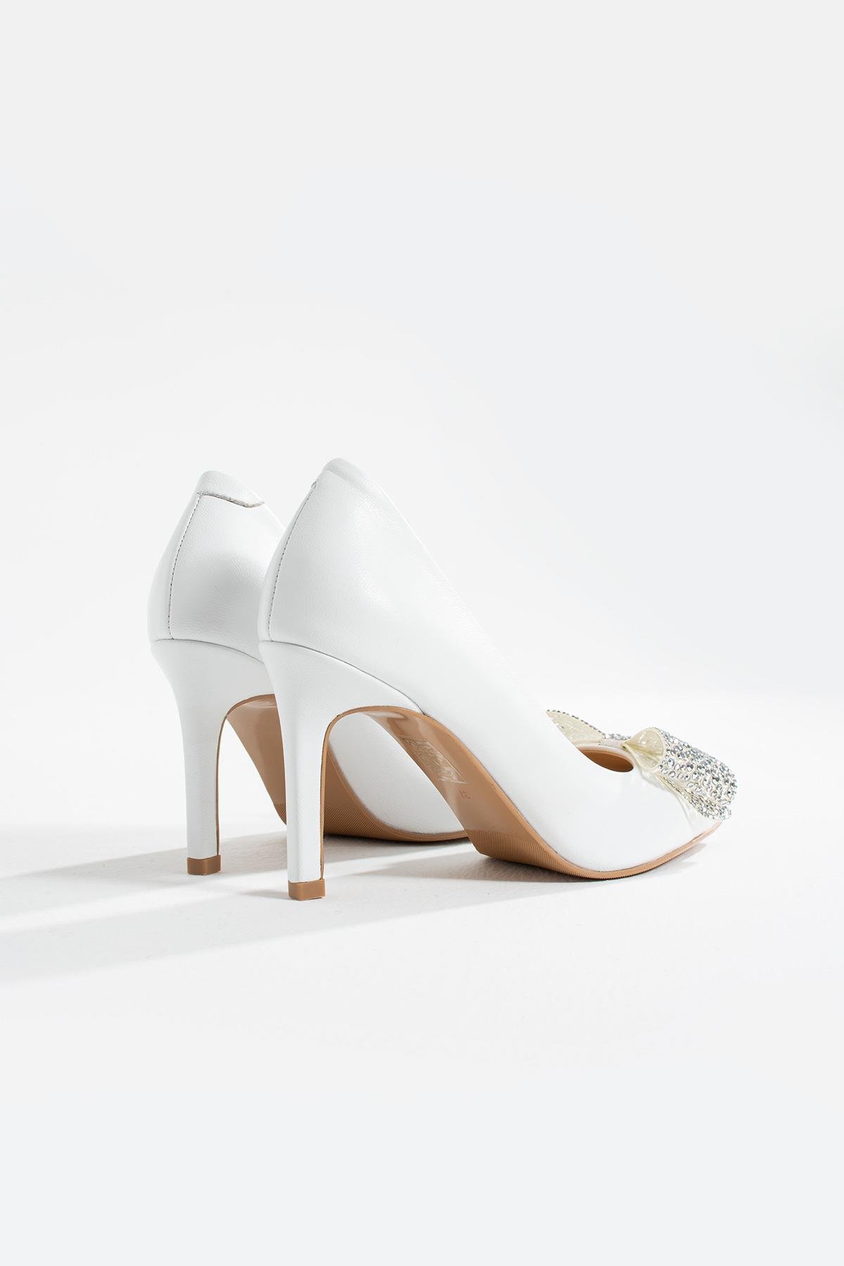 Kadın Hakiki Deri Stiletto Beyaz